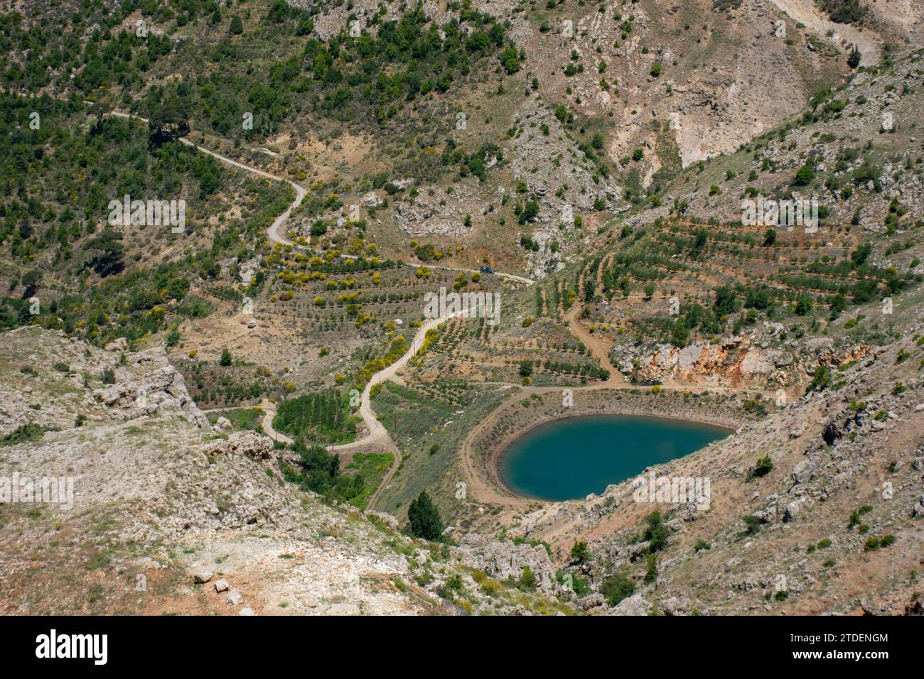 Manmade Water reserve in the mountains Tannourine Lebanon Middle East Stock Photo