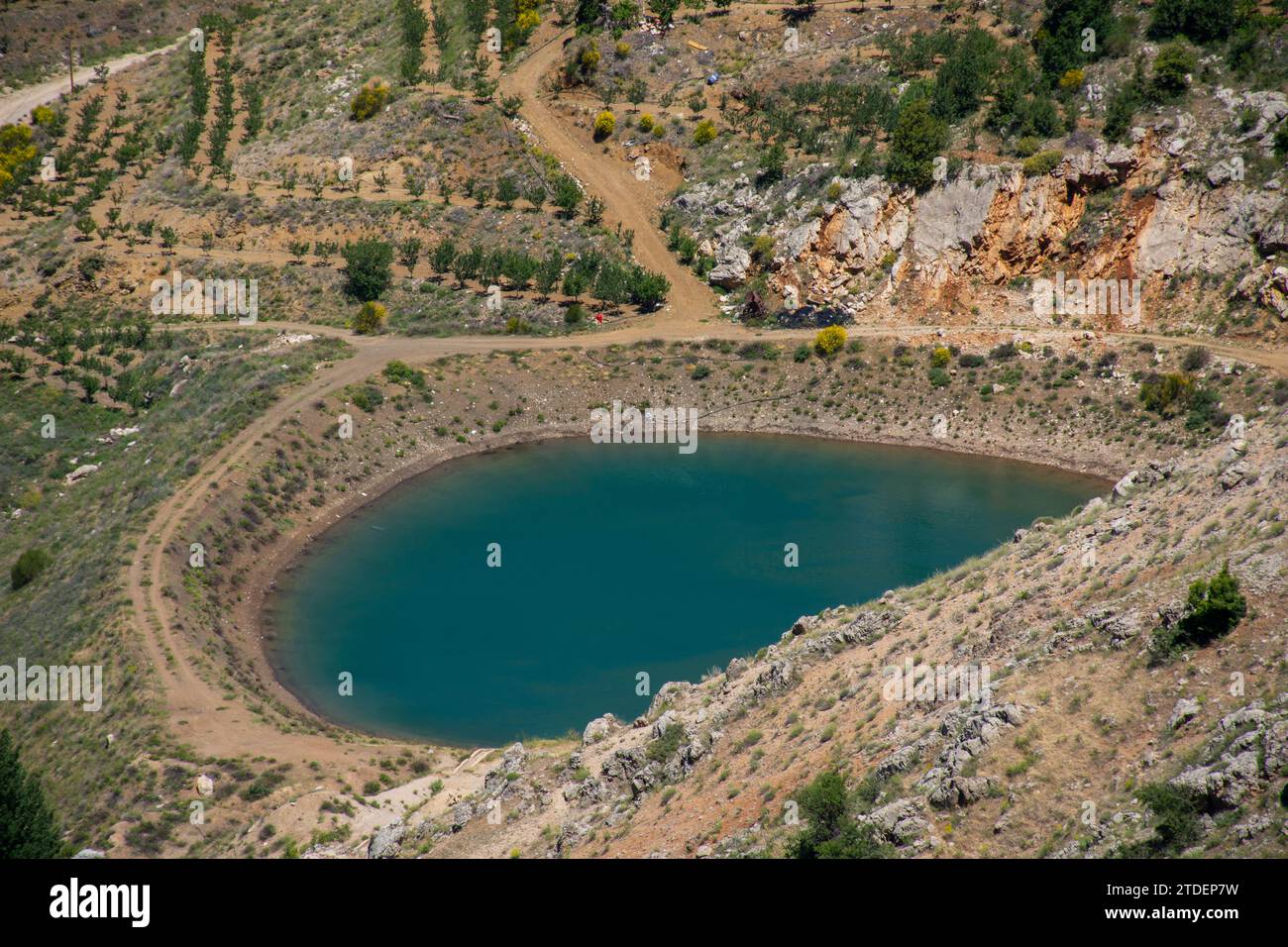 Manmade Water reserve in the mountains Tannourine Lebanon Middle East Stock Photo