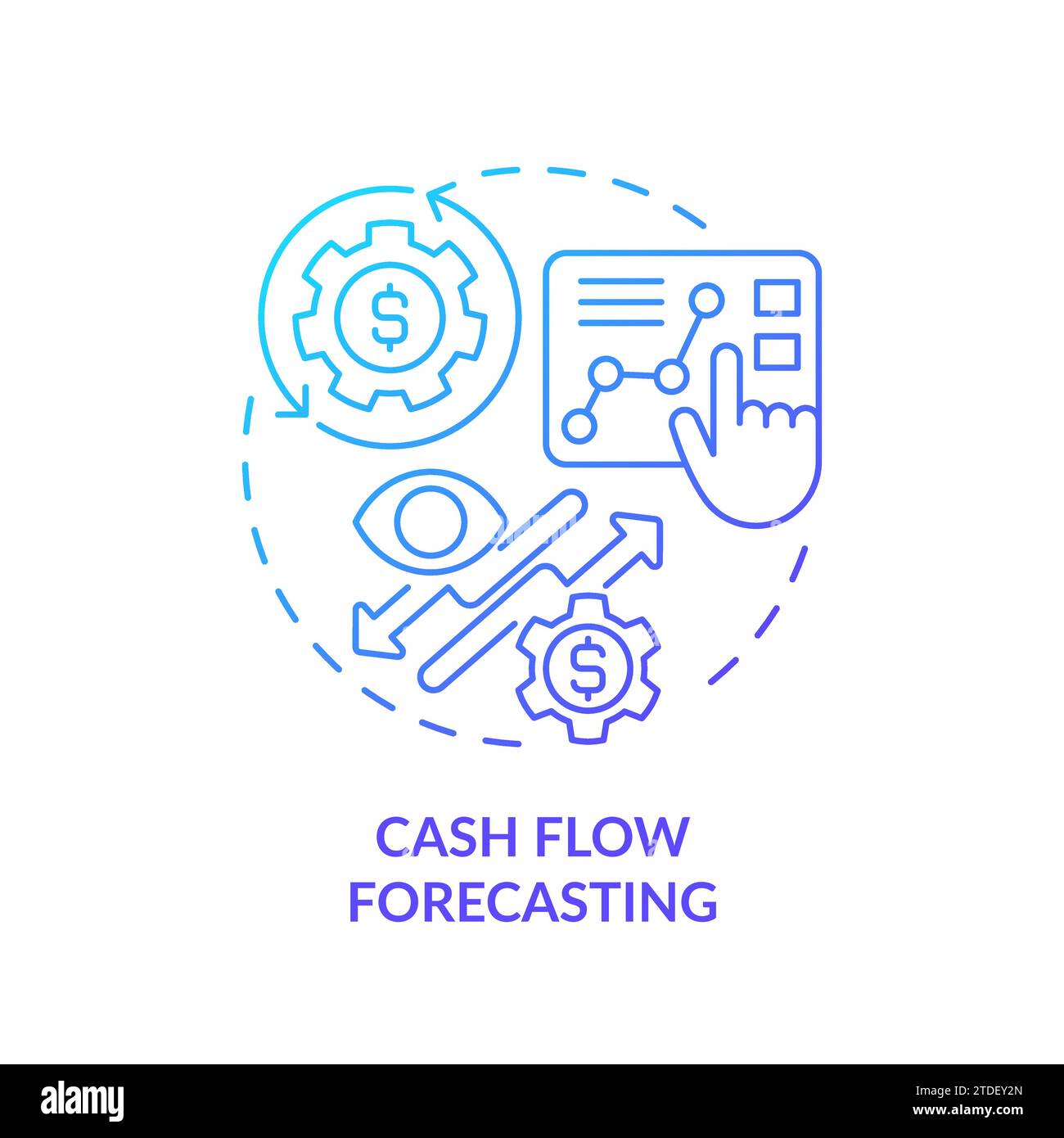 Thin line simple gradient cash flow forecasting icon concept Stock Vector