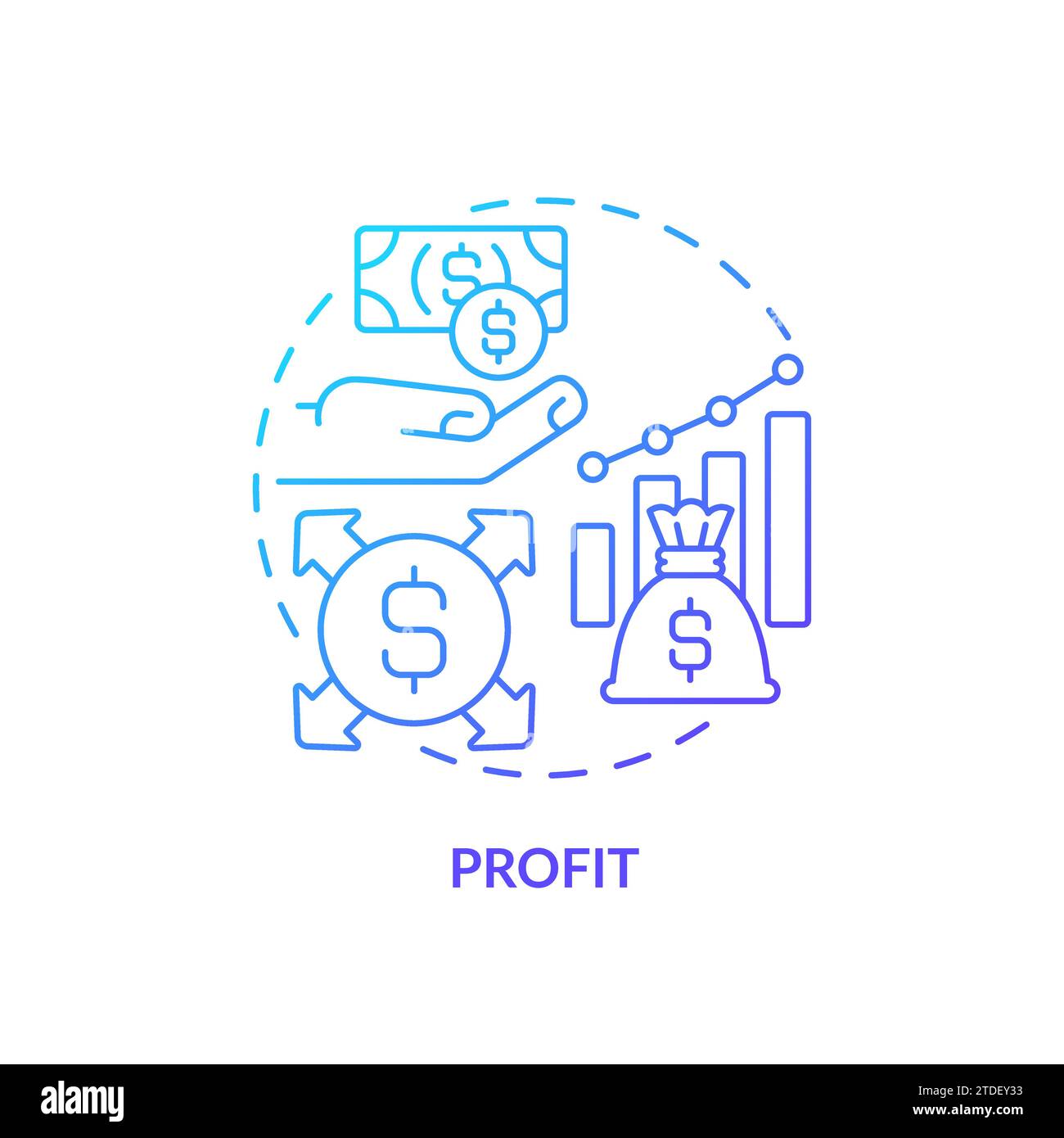 Thin line simple gradient profit icon concept Stock Vector