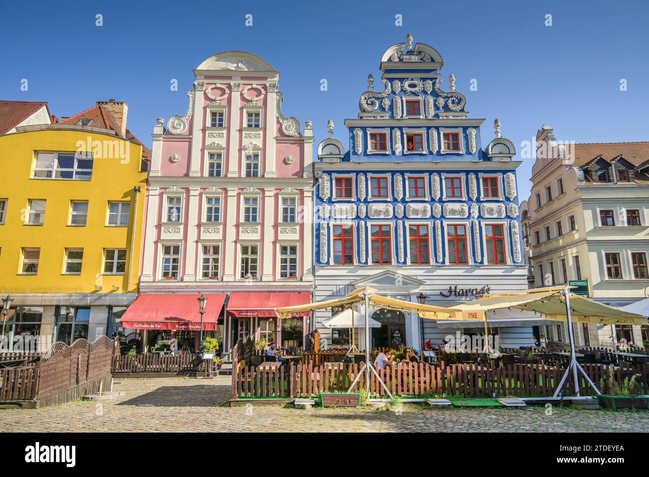 Mevius-Haus und Linsing-Haus, Altbauten am Heumarkt- Rynek Sienny, Altstadt, Stettin, Woiwodschaft Westpommern, Polen Stock Photo