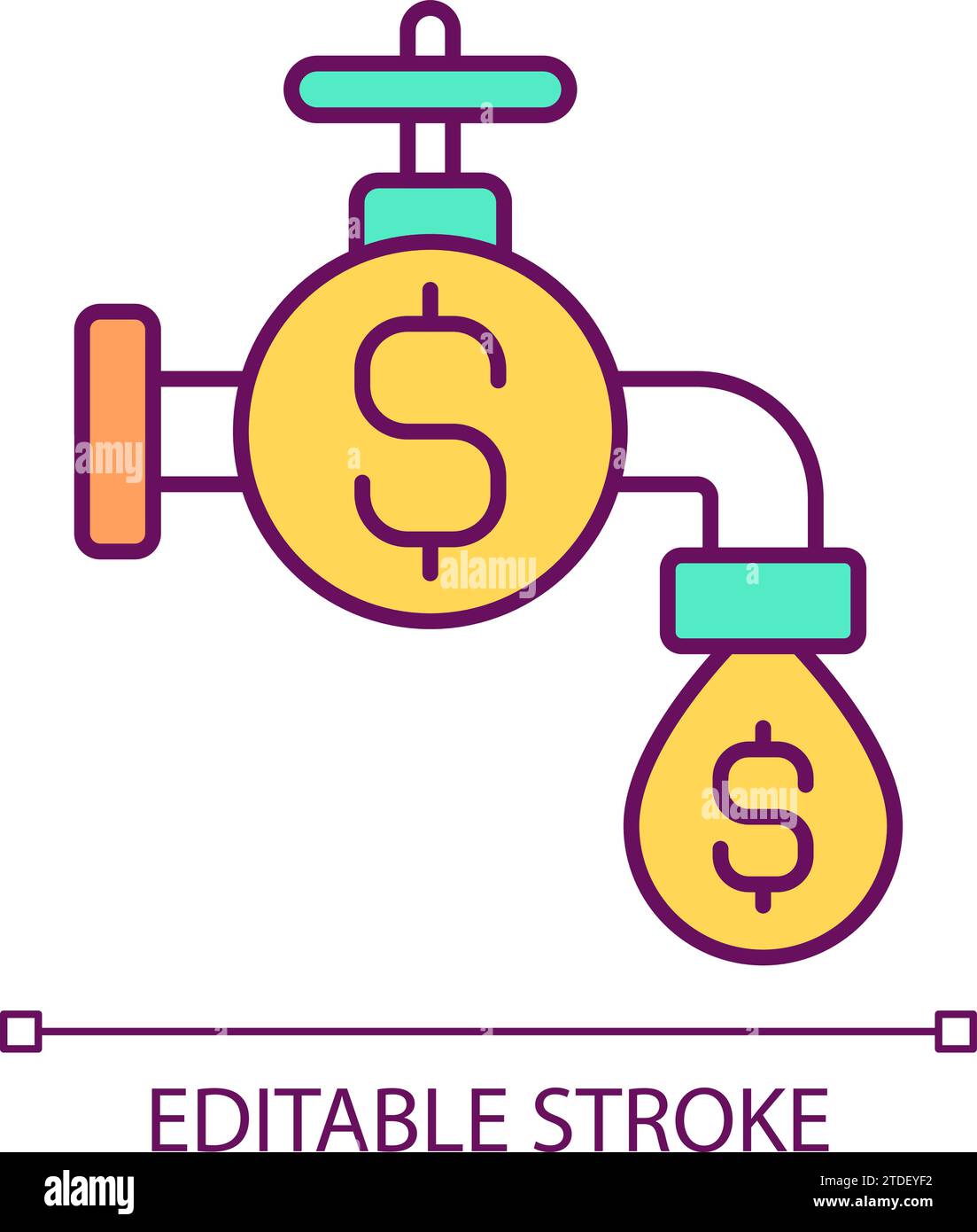 2D simple editable thin line cash flow icon Stock Vector