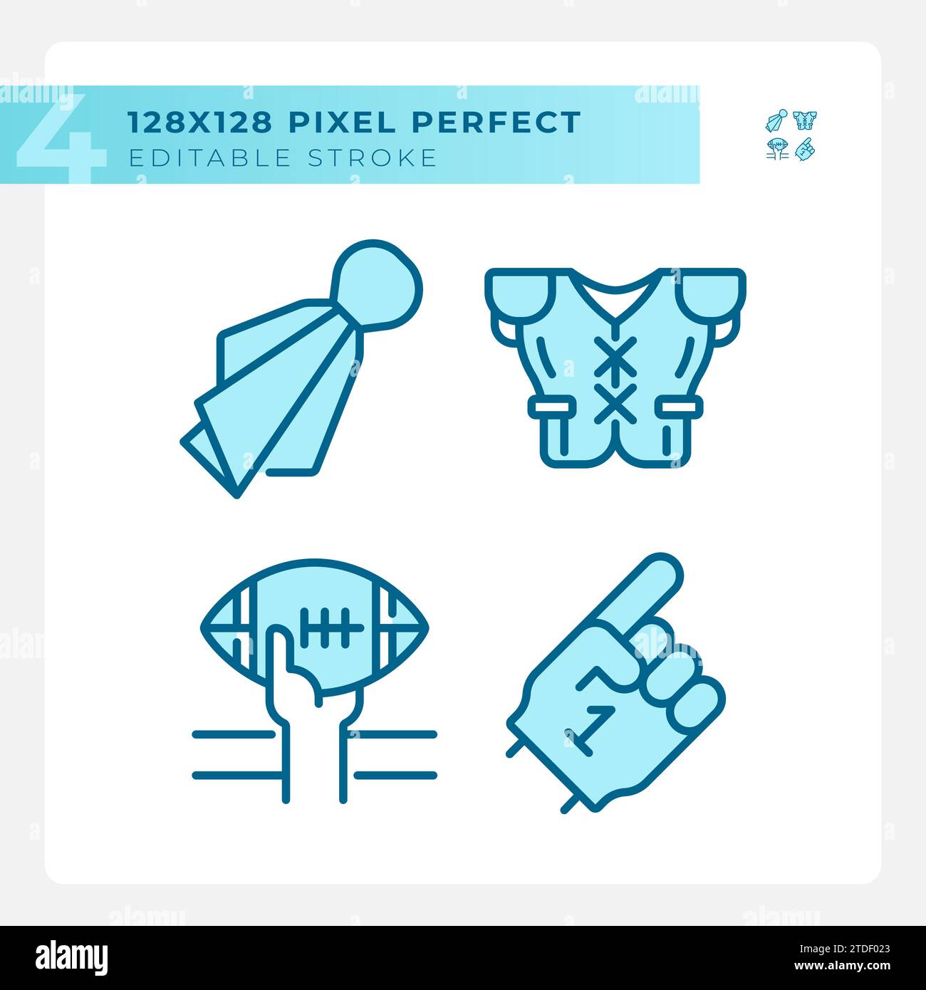 Football game elements light blue icons Stock Vector
