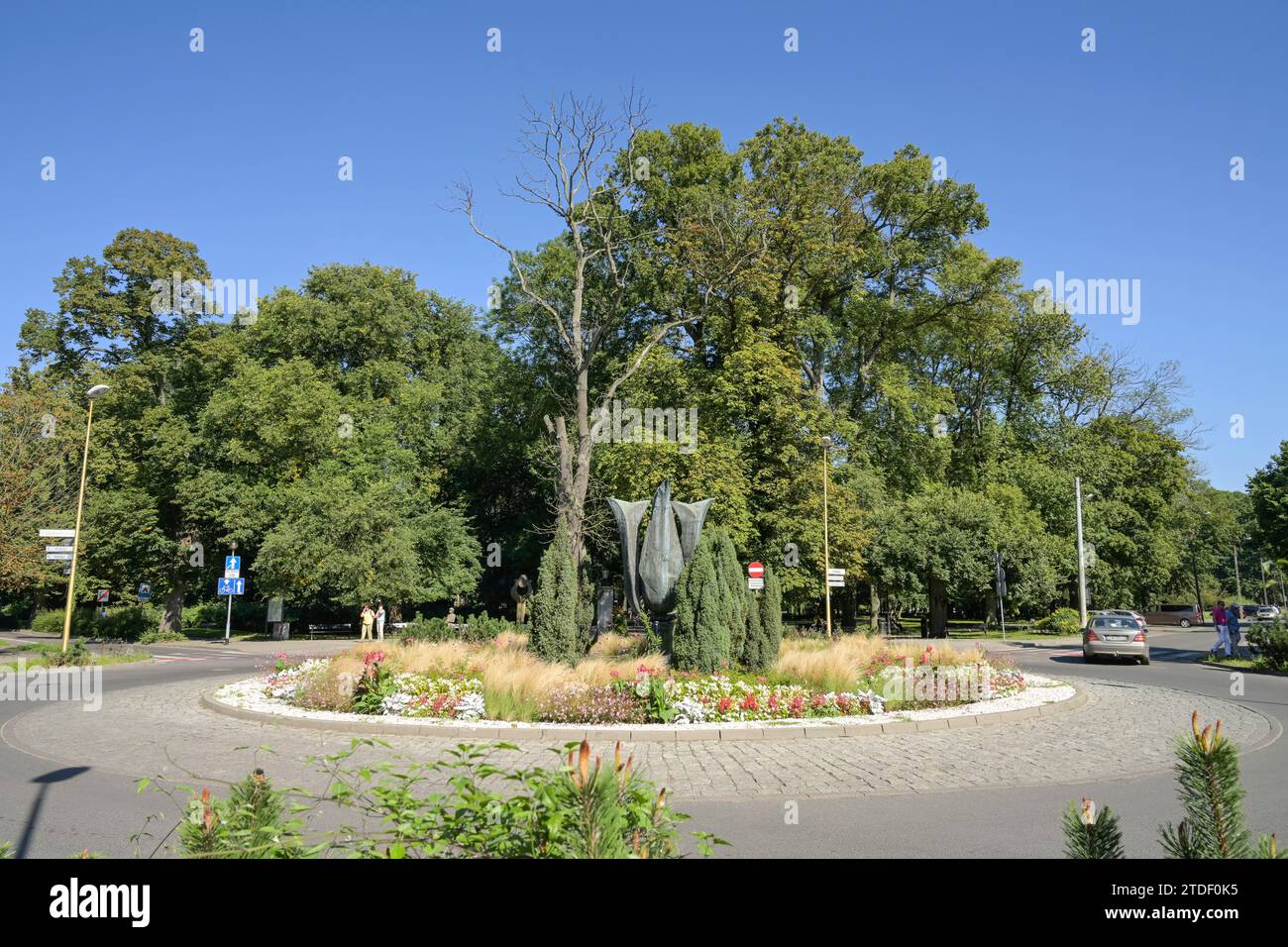Kreisverkehr Windrose, Kurpark - Park Zdrojowy, Swinemünde, Woiwodschaft Westpommern, Polen Stock Photo