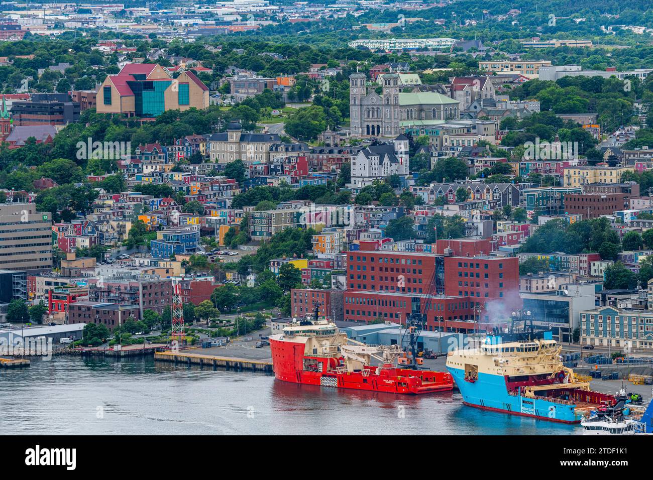 The town of St. John's from Signal Hill National Historic Site, St. John's, Newfoundland, Canada, North America Stock Photo