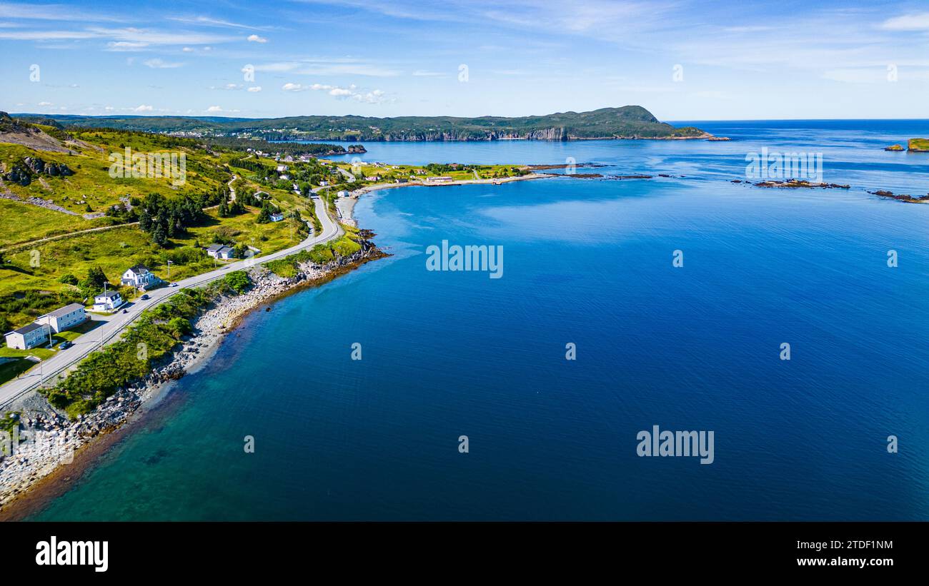 Aerial of the island near Ferryland, Avalon Peninsula, Newfoundland, Canada, North America Stock Photo