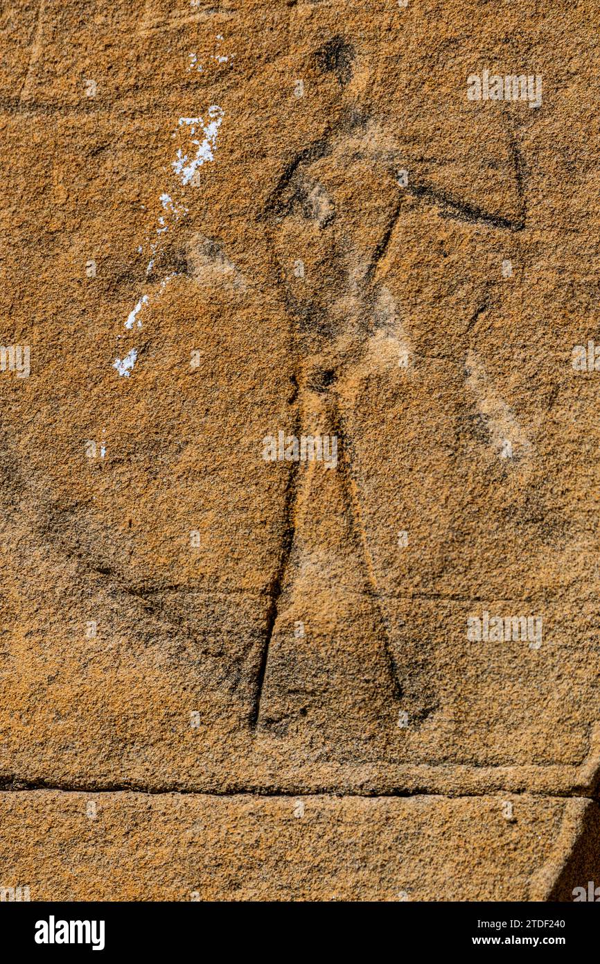 Indian rock carving, Writing-on-Stone Provincial Park, UNESCO World Heritage Site, Alberta, Canada, North America Stock Photo