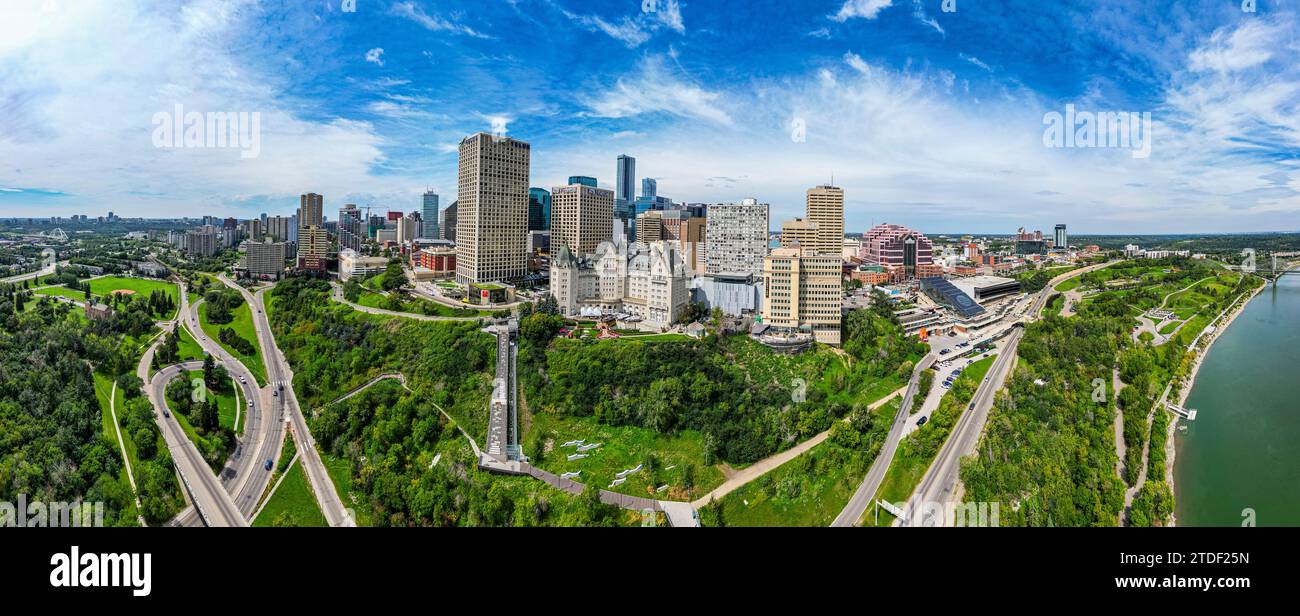 Aerial of the skyline of Edmonton, Alberta, Canada, North America Stock Photo
