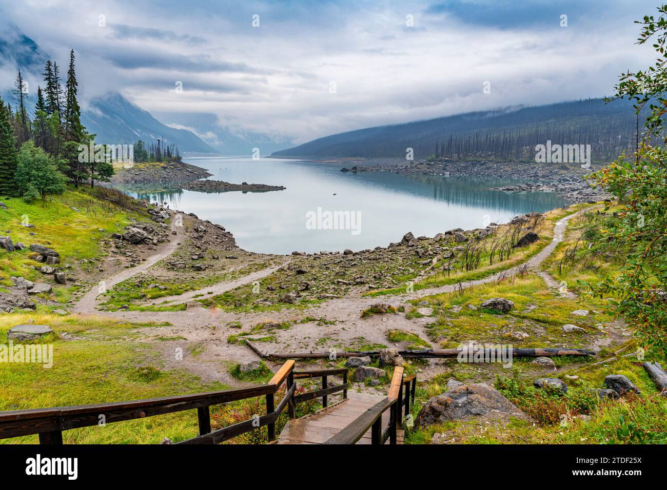 Medicine Lake, Jasper National Park, UNESCO World Heritage Site, Alberta, Canadian Rockies, Canada, North America Stock Photo
