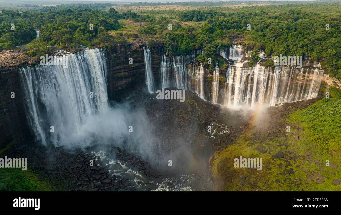 Aerial of the third highest waterfall in Africa, Calandula Falls