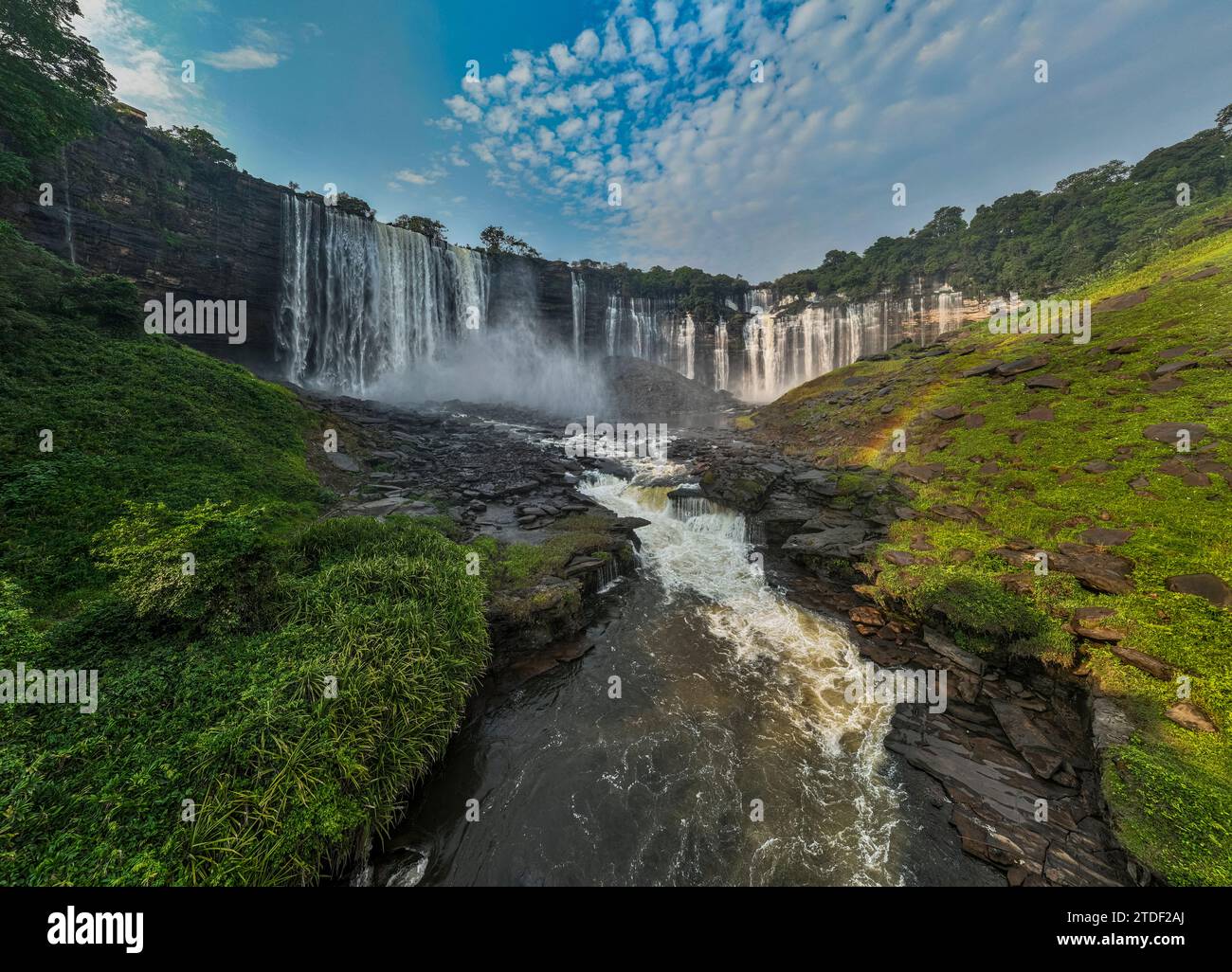 Aerial of the third highest waterfall in Africa, Calandula Falls