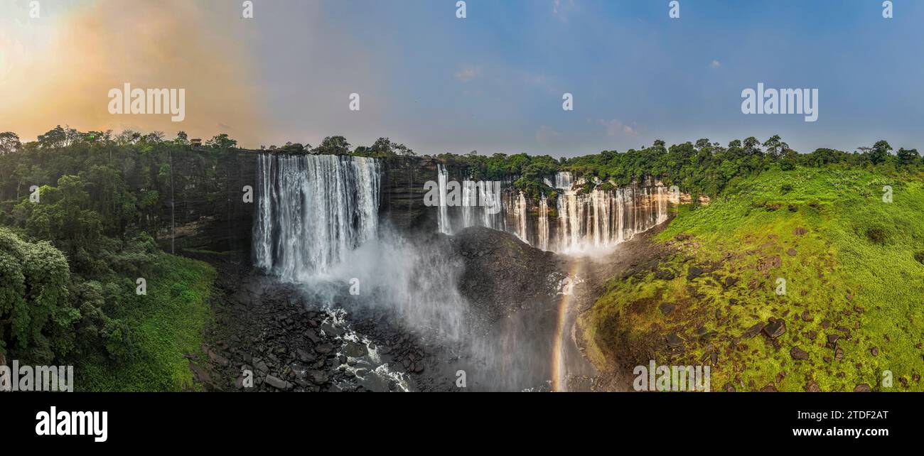 Aerial of the third highest waterfall in Africa, Calandula Falls