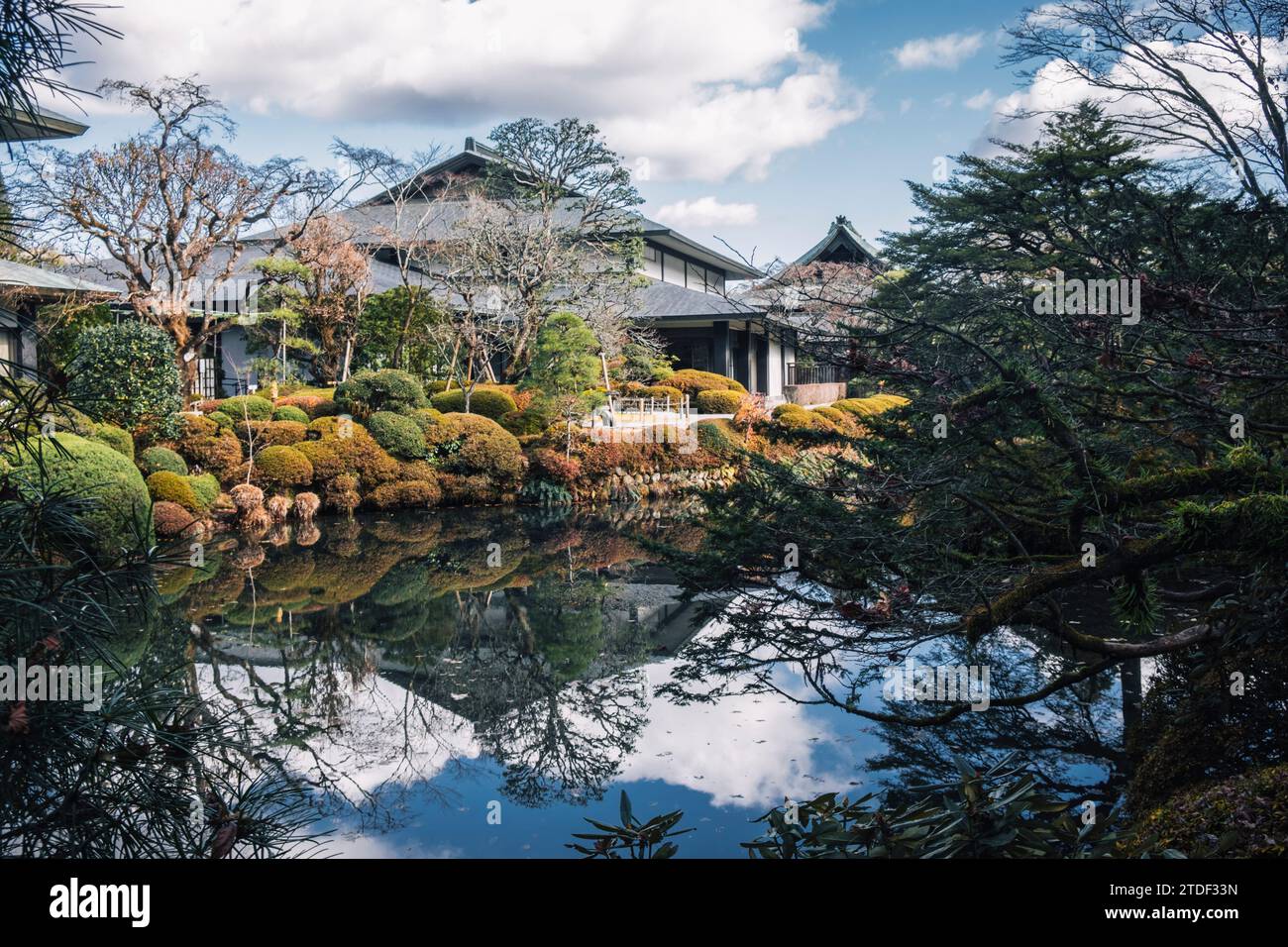 Shiunkaku Buddhist Temple's garden and Rin-no-ji Treasure House with autumn colors in Nikko, Honshu, Japan, Asia Stock Photo