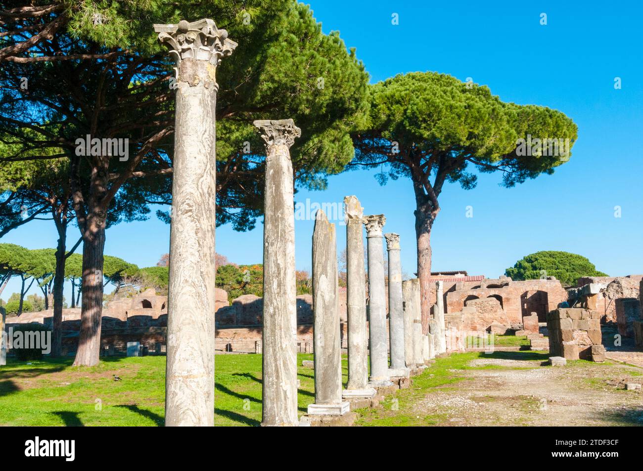 Columns of Theater, Ostia Antica archaeological site, Ostia, Rome ...