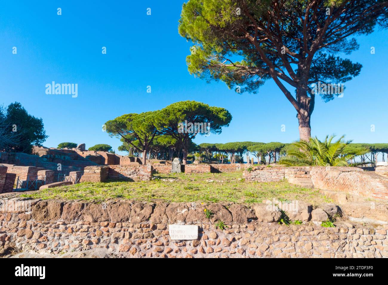 Republican temple, Ostia Antica archaeological site, Ostia, Rome province, Latium (Lazio), Italy, Europe Stock Photo