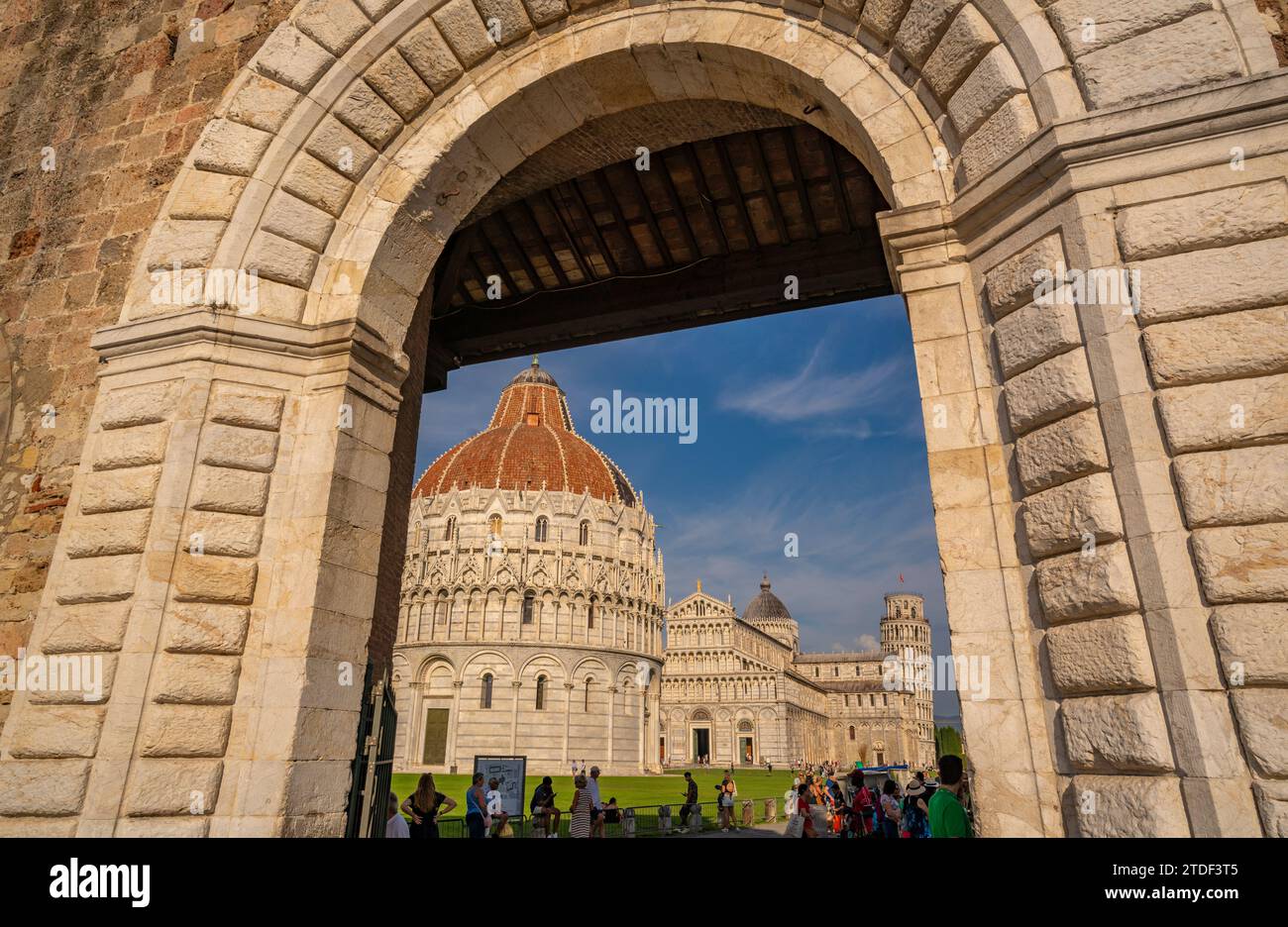 View of Baptistery of San Giovanni, Pisa Cathedral and Leaning Tower of