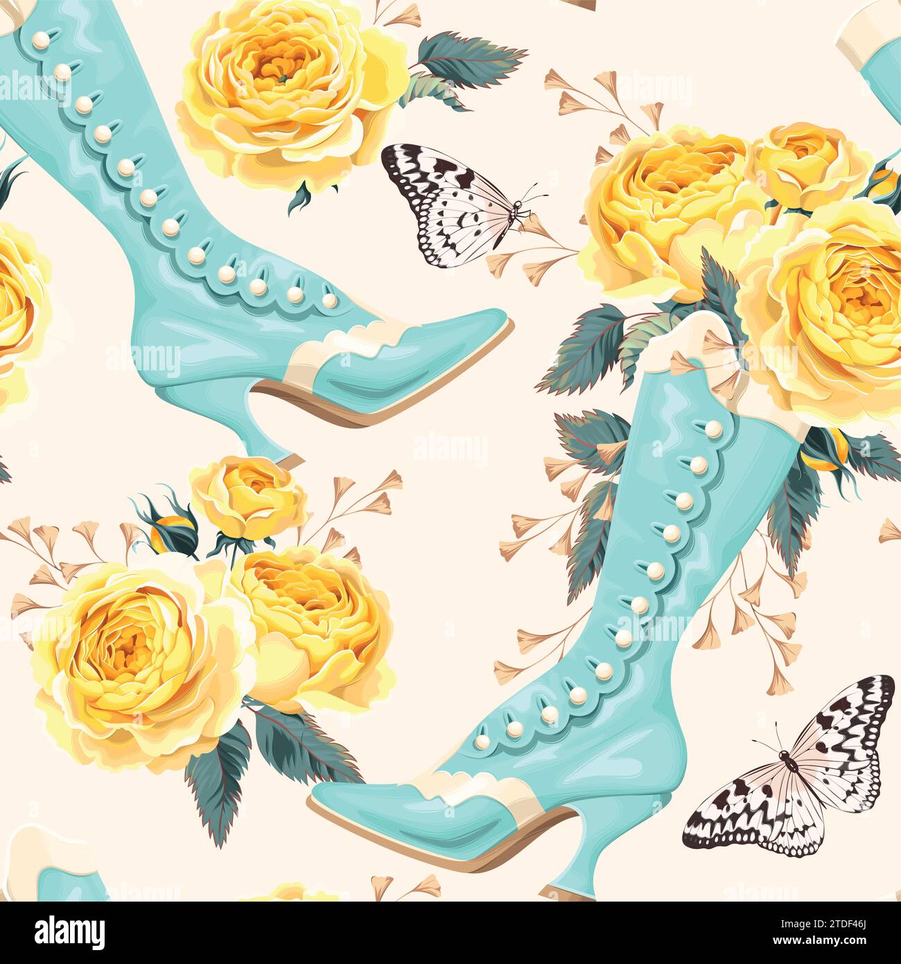 Vintage shoes seamless background Stock Vector