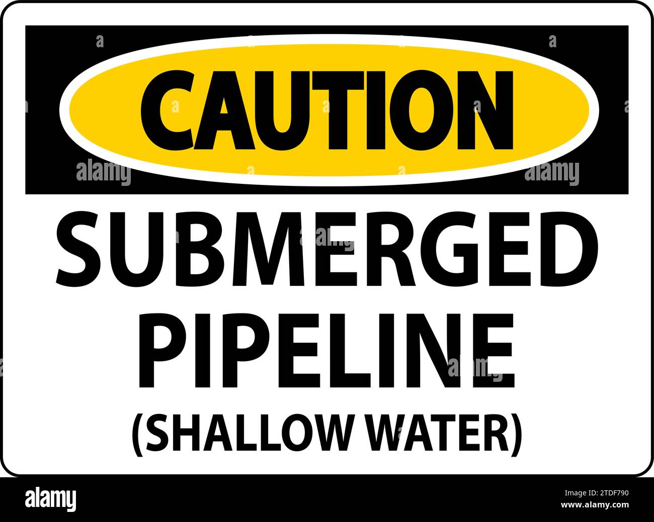 Caution Sign Submerged Pipeline (Shallow Water Stock Vector Image & Art