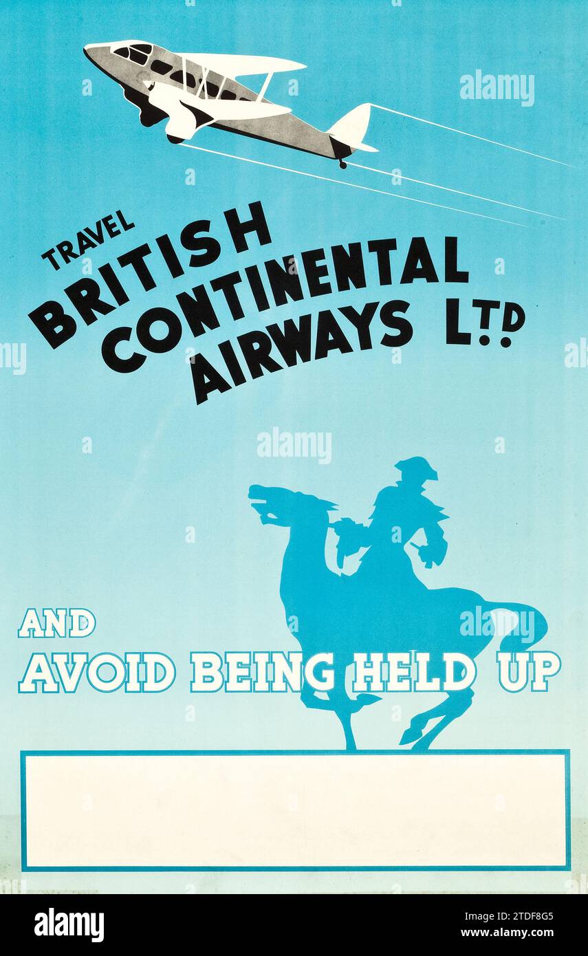 British Continental Airways Travel Poster (c.1936) Stock Photo