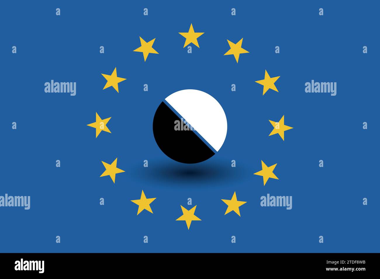 European union flag shadow with a pill vector illustration. Stock Vector