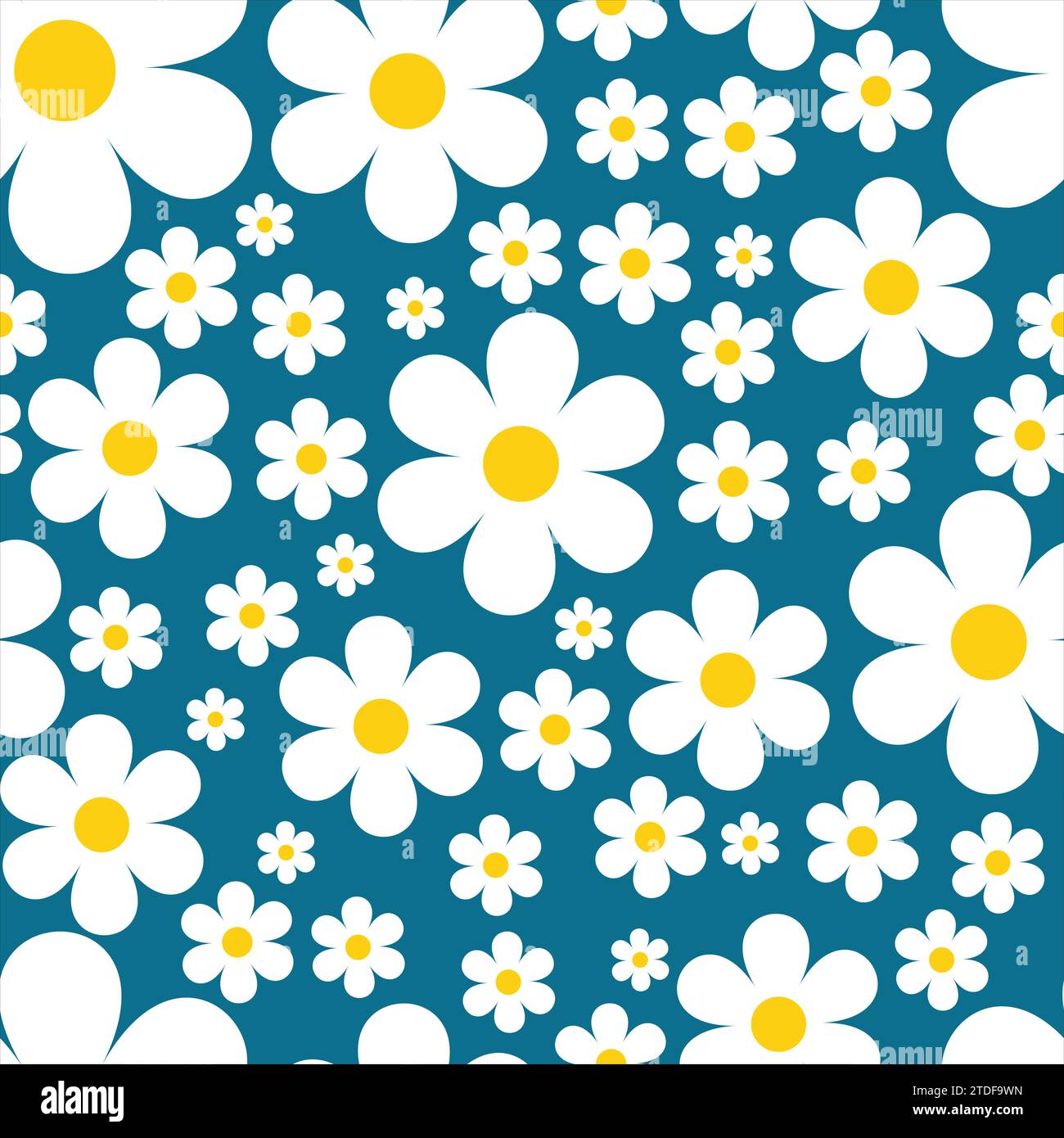 Chamomile seamless pattern, vector floral print in naive style Stock Vector