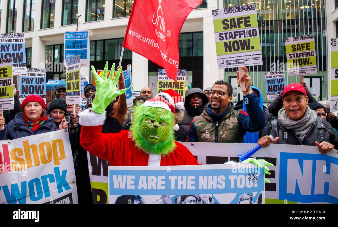 London uk 18th dec 2023 workers from three health trusts are taking