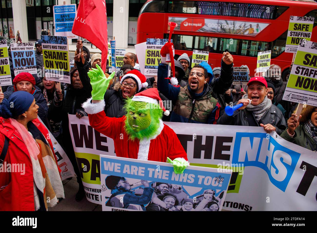 London uk 18th dec 2023 workers from three health trusts are taking