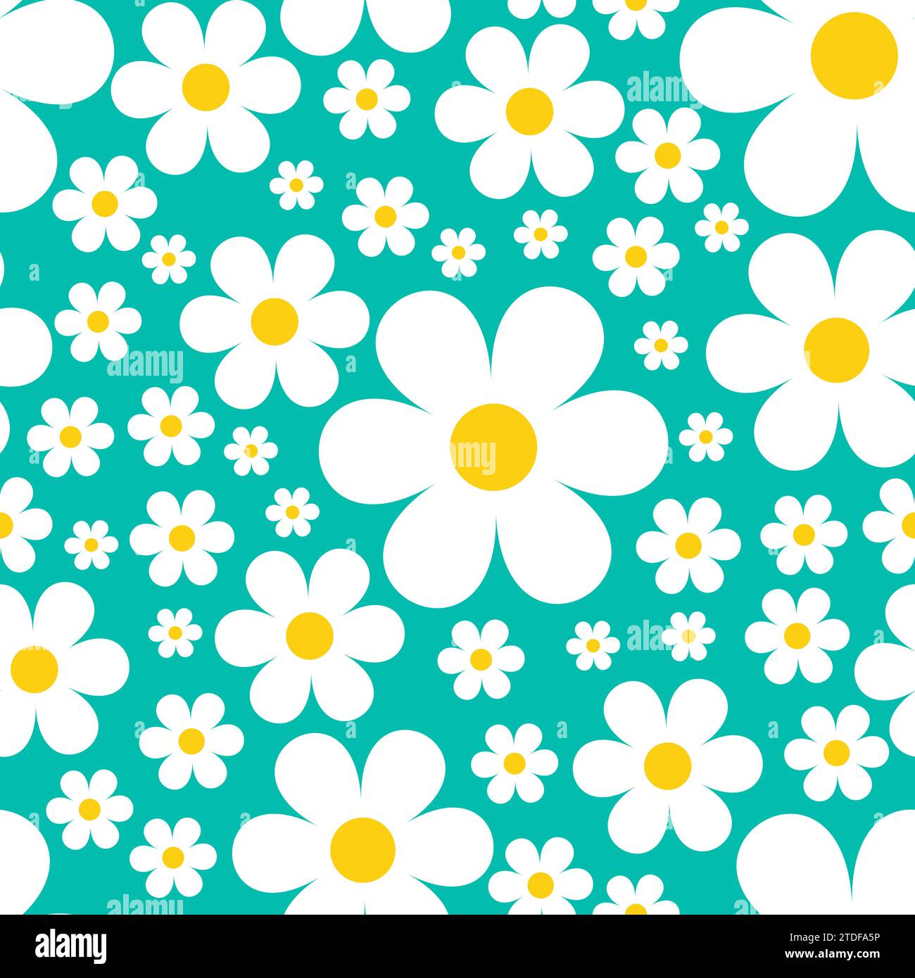 Chamomile seamless pattern, vector floral print in naive style Stock Vector