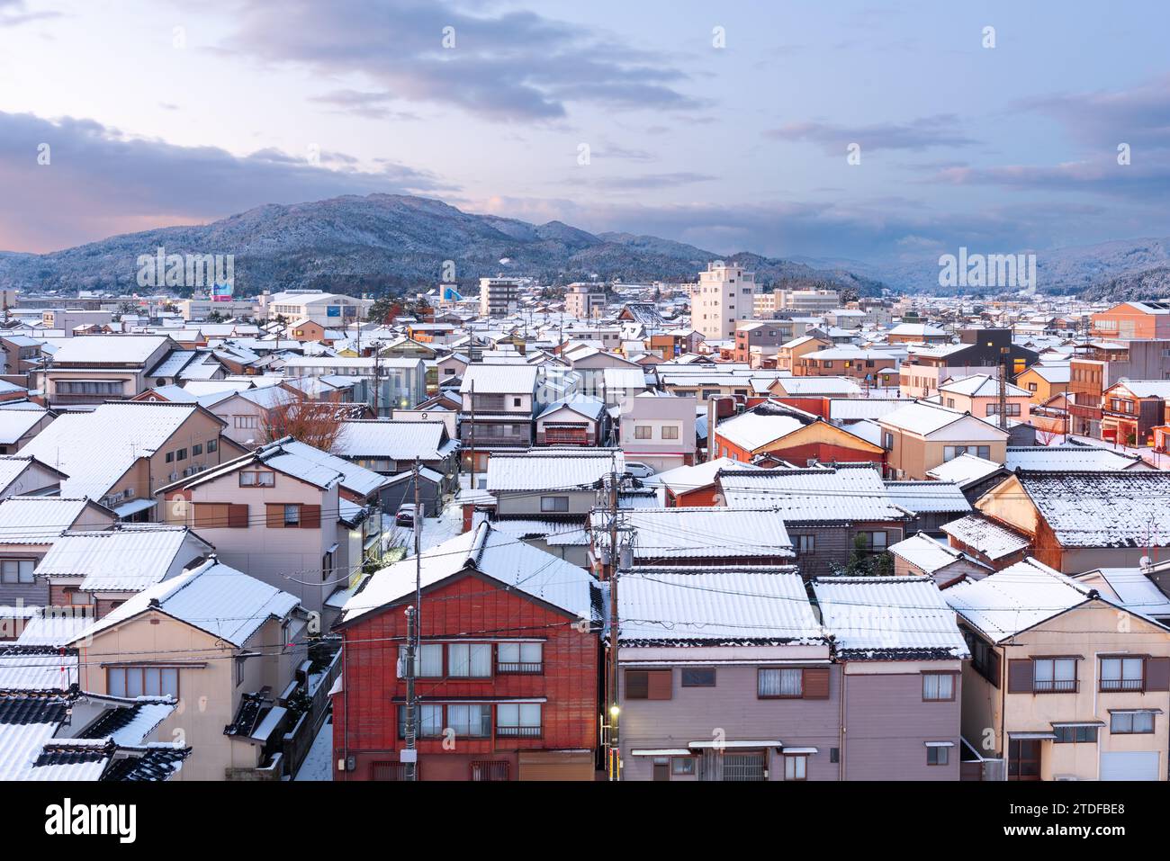 Wajima, Ishikawa, Japan town skyline in winter at twilight Stock Photo ...