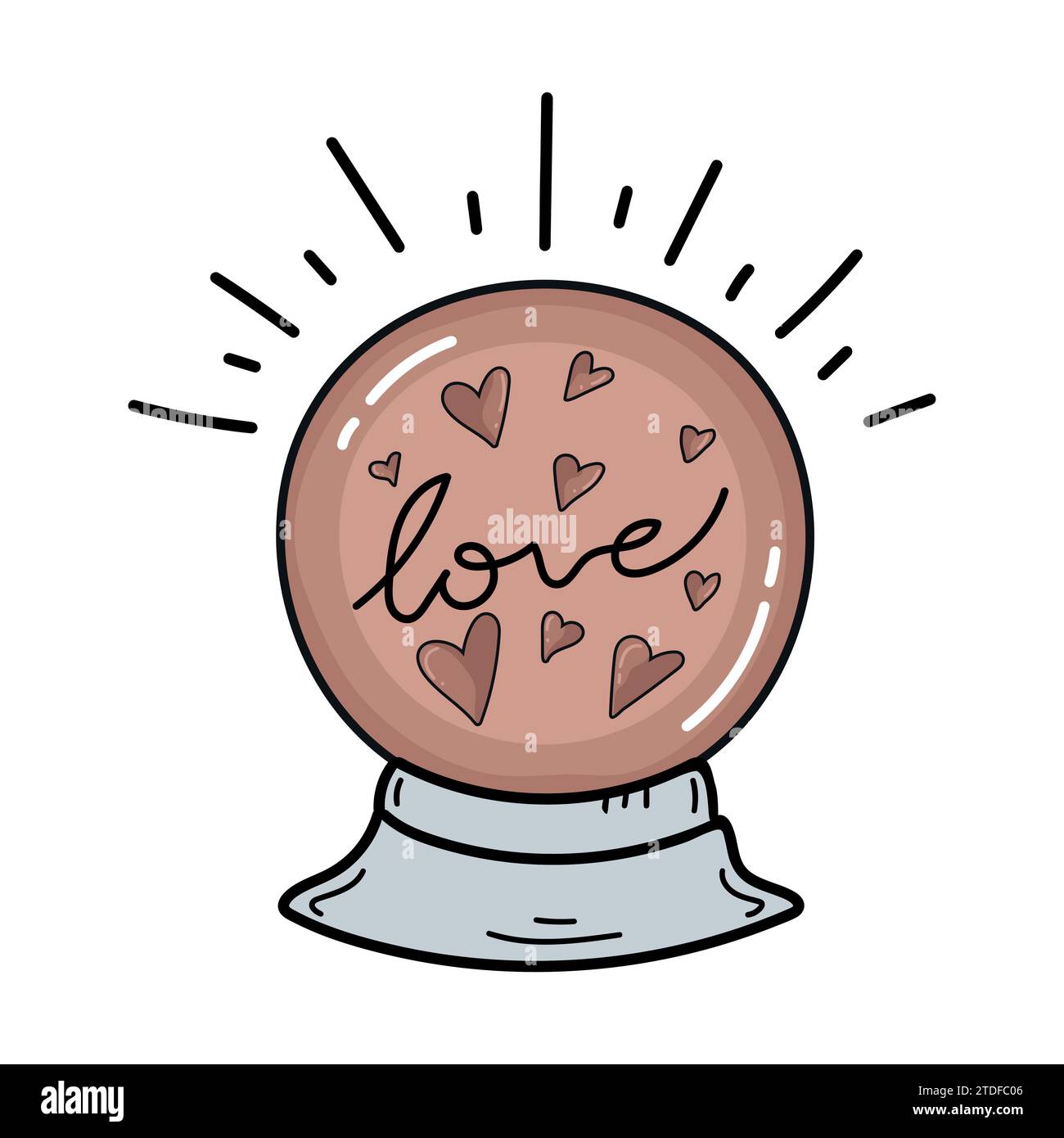 Magical fortune telling ball with predicted love. Magical craft in boho