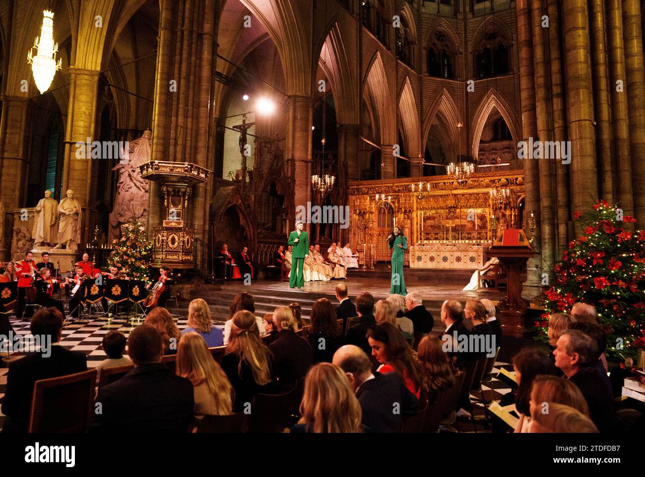 Adam Lambert and Beverley Knight MBE perform during the Royal Carols