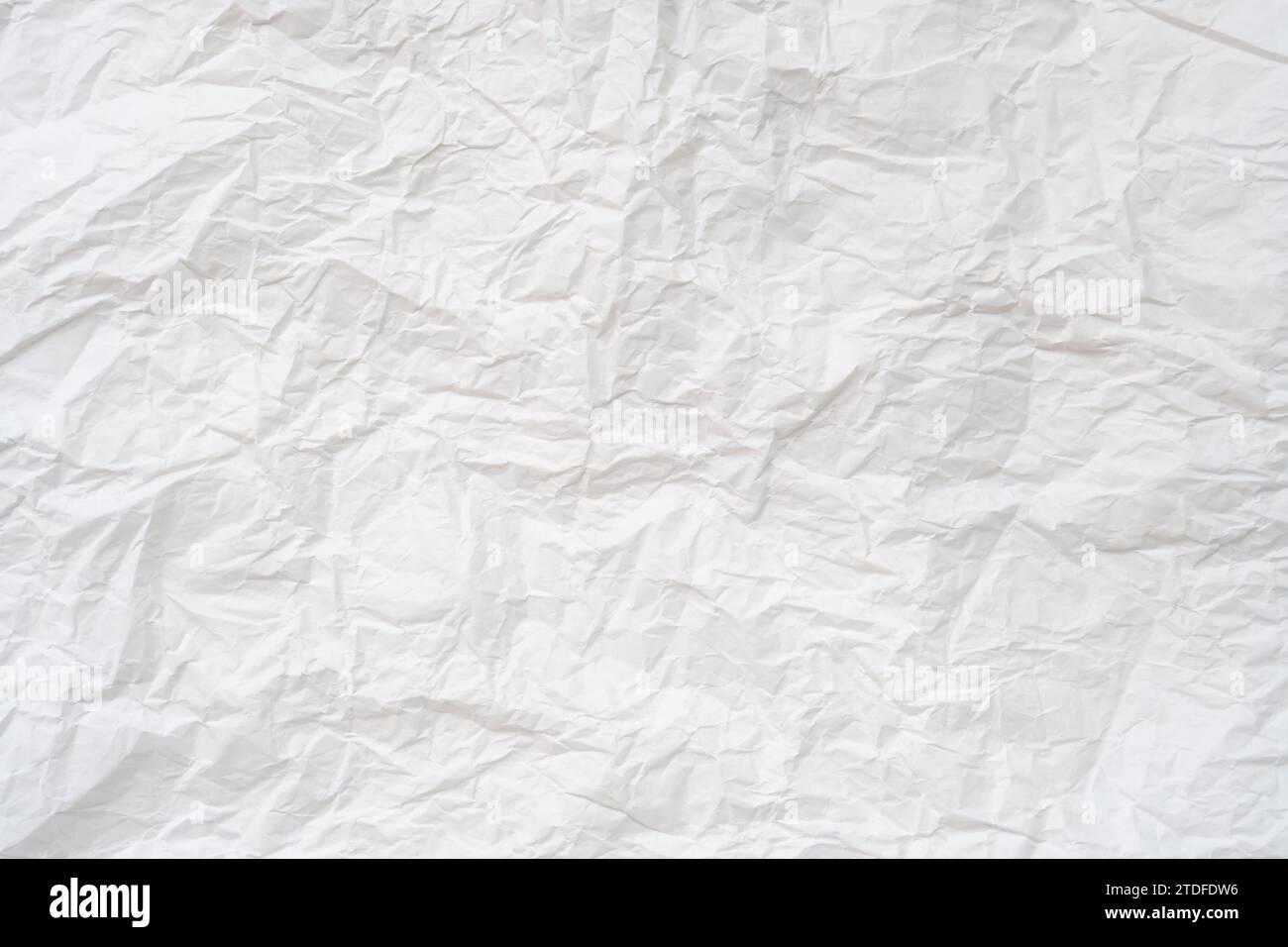 Wrinkled or crumpled white stencil paper or tissue after use in toilet or restroom with large copy space is used for background texture in decorative Stock Photo