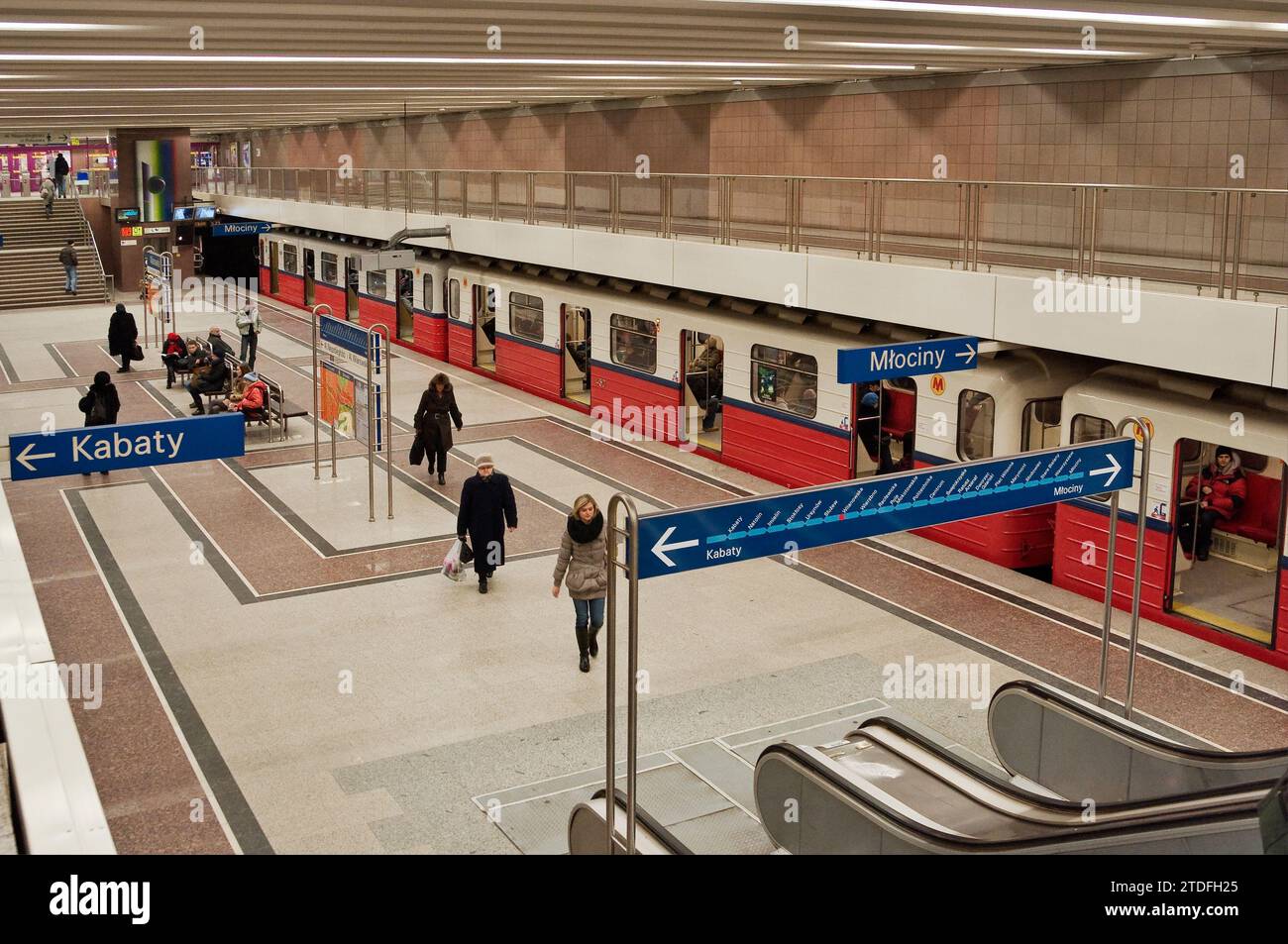Platform at Wilanowska Metro underground station in Warsaw, Poland Stock Photo