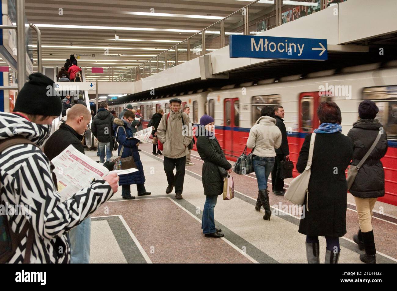 Wilanowska Metro underground station in Warsaw, Poland Stock Photo
