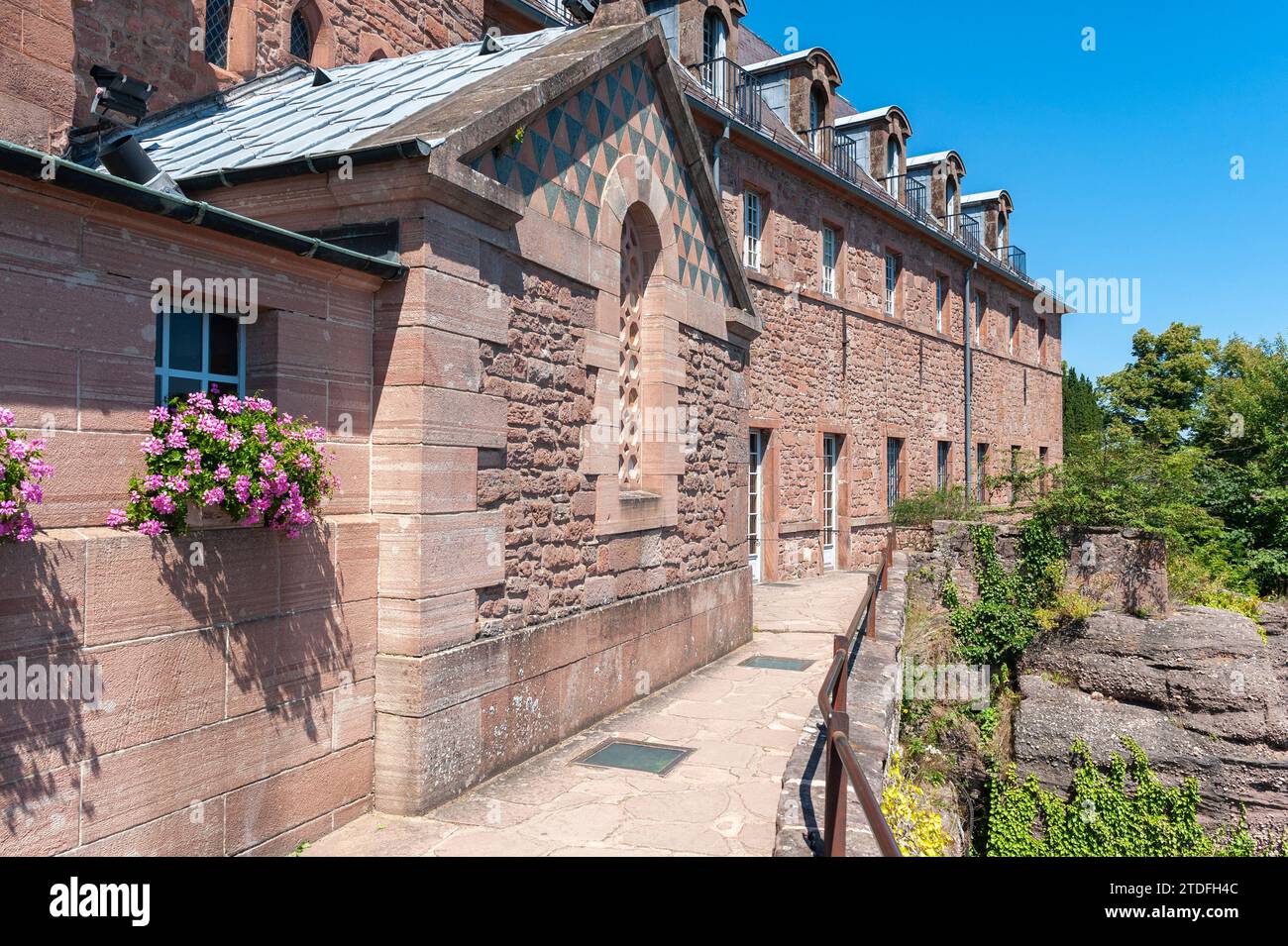 Hohenburg Monastery on Mont Sainte-Odile, Ottrott, Vosges, Alsace, France, Europe Stock Photo