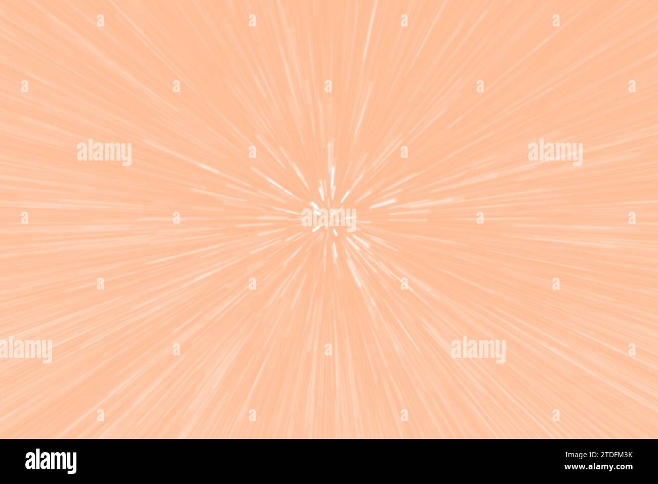 Peach fuzz zoom perspective background. Abstract soft explosion effect. Centric motion pattern Stock Photo
