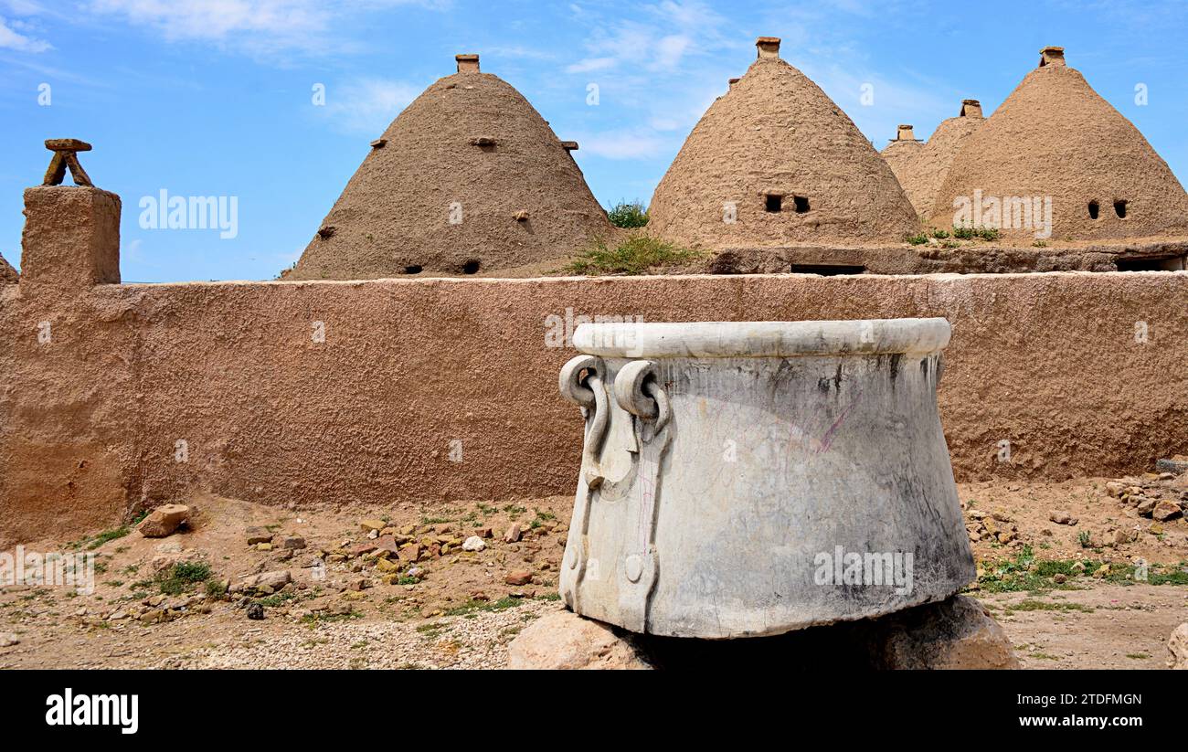 The foundation of the city of Harran probably dates back to the 18th century BC.Typical conical houses of this region Stock Photo