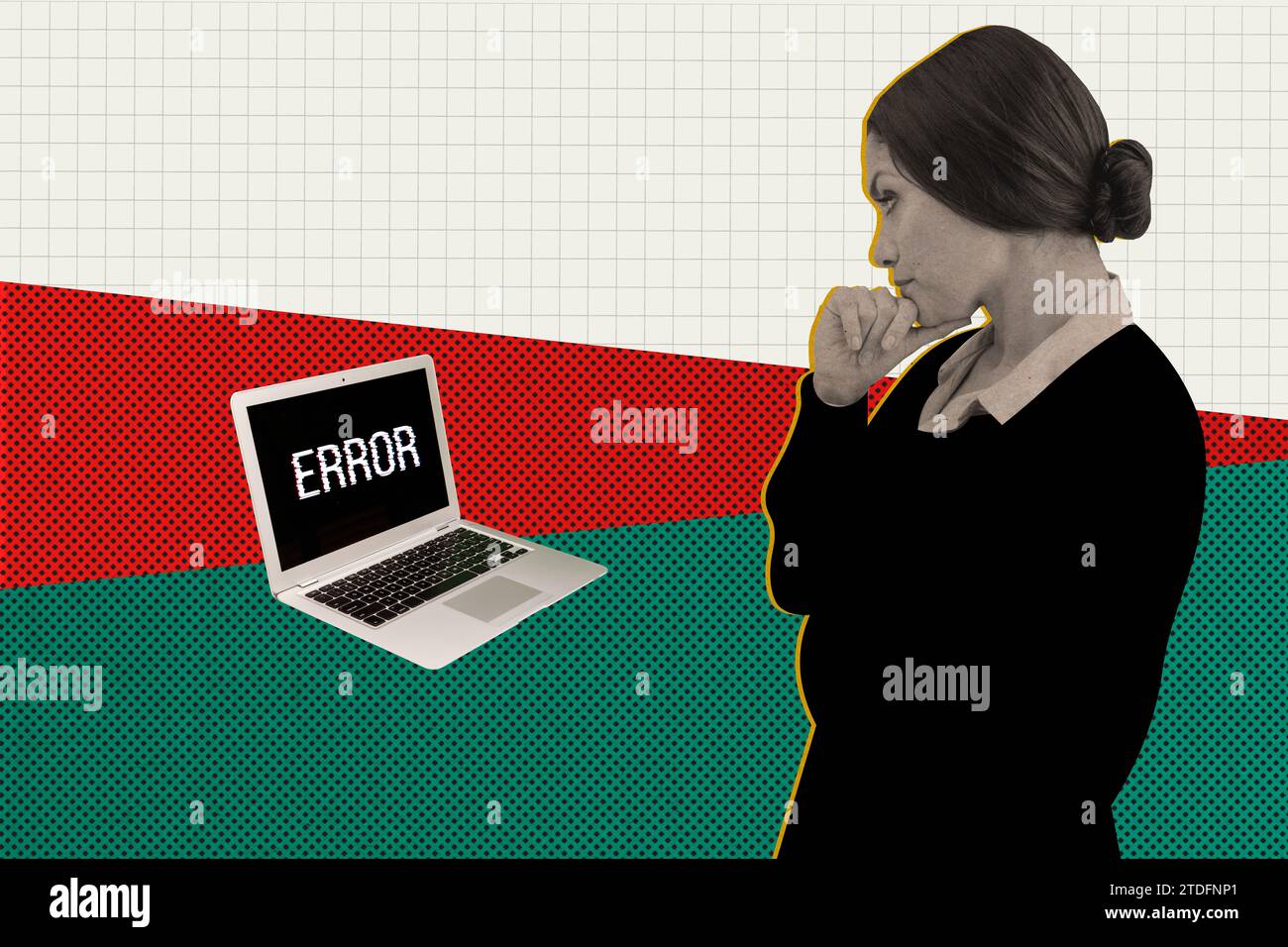 Collage picture illustration retro vintage effect error computer ...