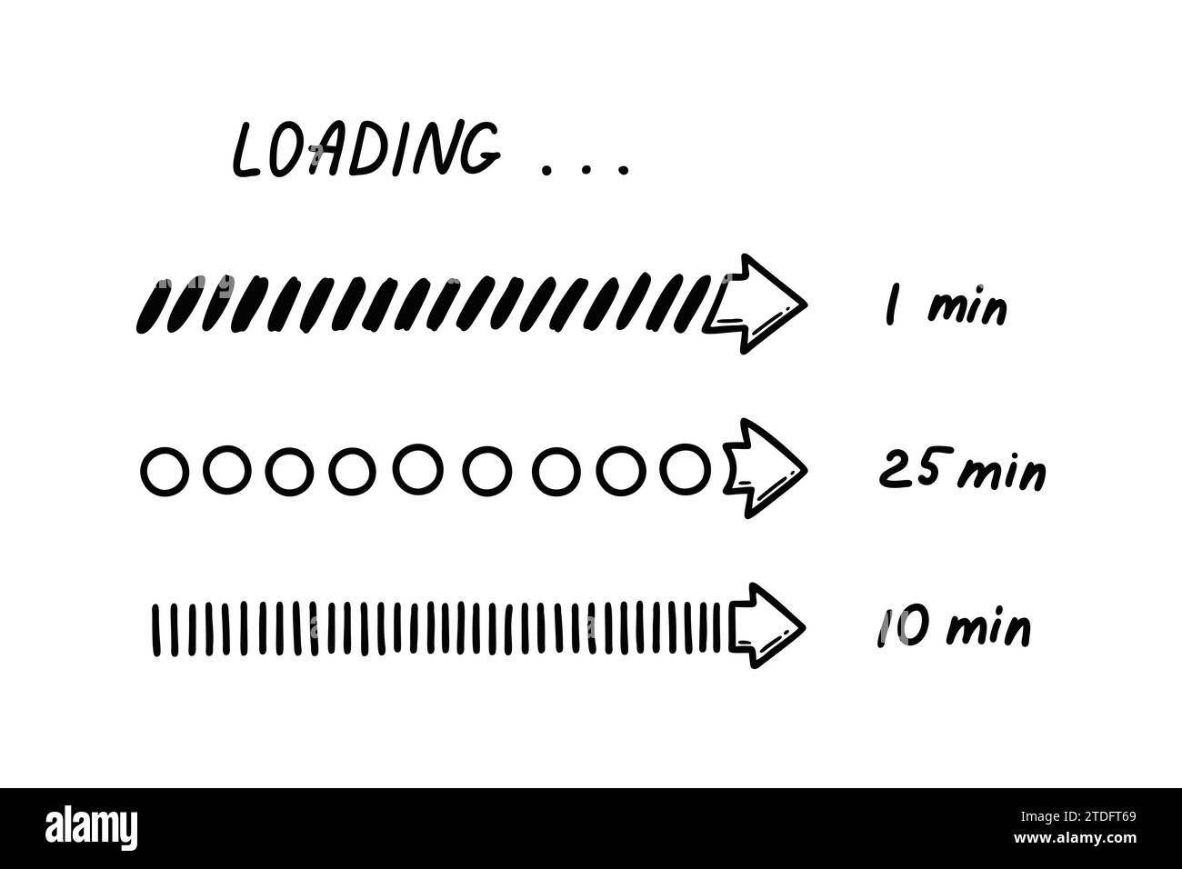Set of doodle loading bars. Sketch download progress vector ...