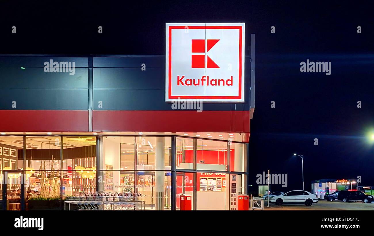 Kaufland logo on hypermarket from German chain, part of Schwartz Gruppe