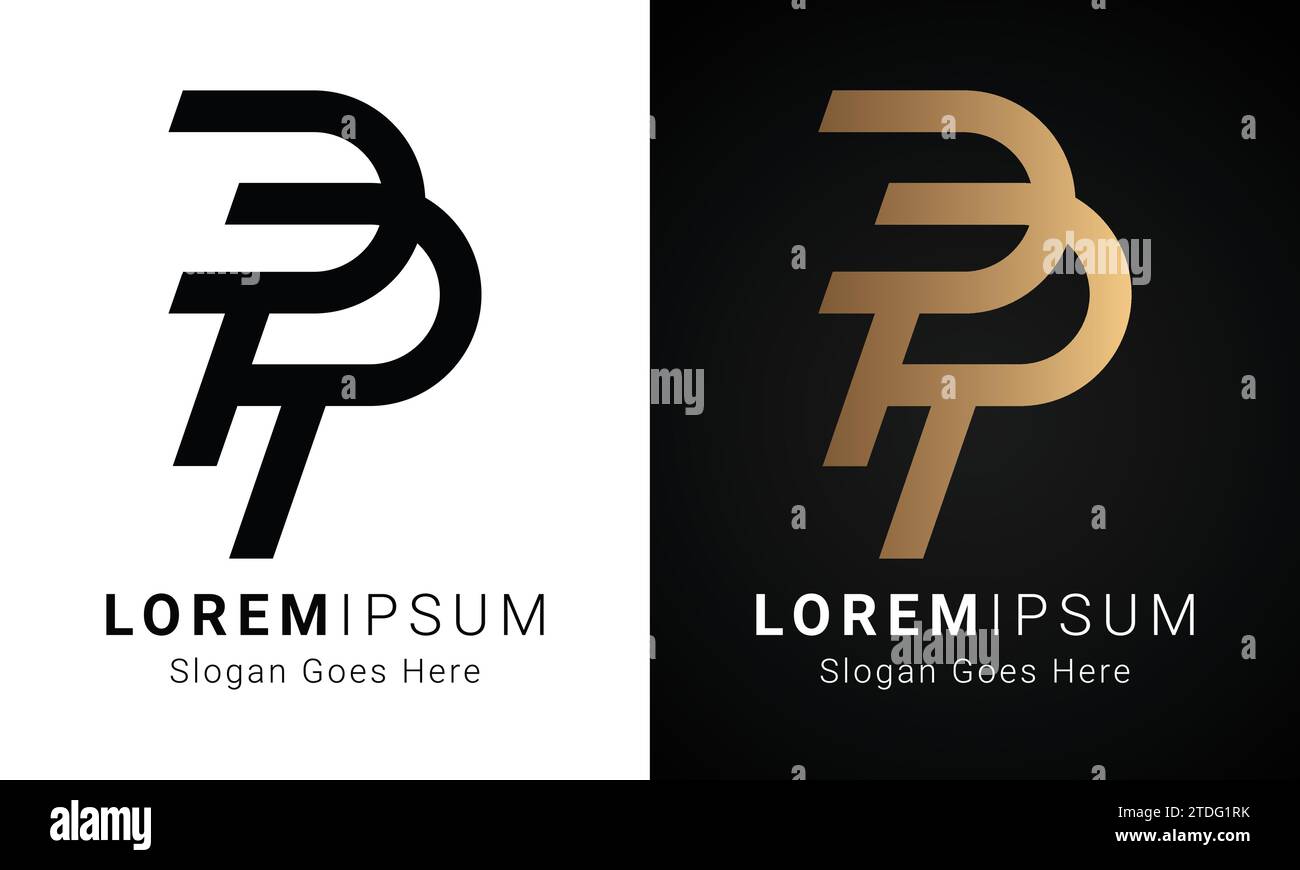 Luxury Initial PP Monogram Text Letter Logo Design Stock Vector