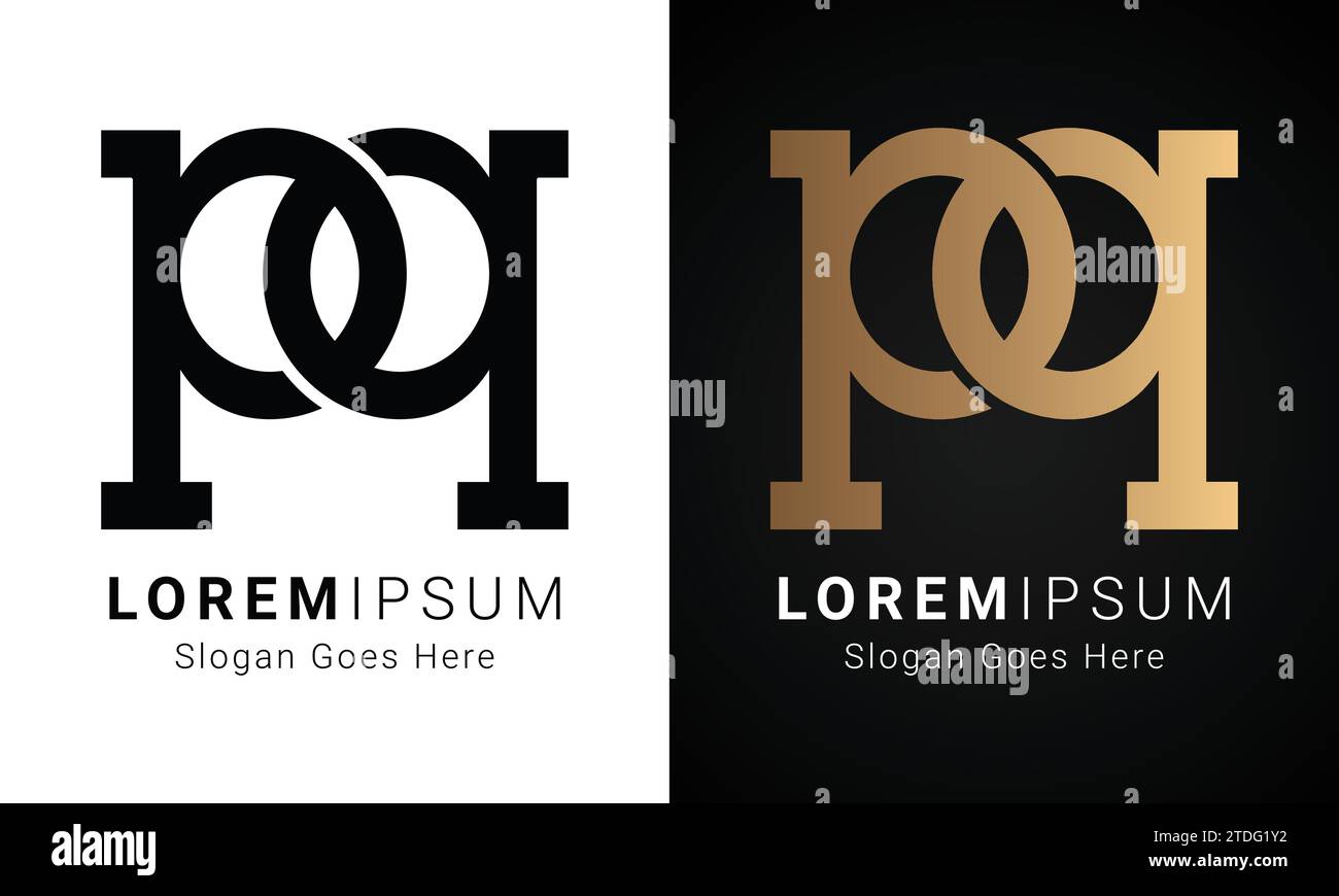 Luxury Initial PP Monogram Text Letter Logo Design Stock Vector