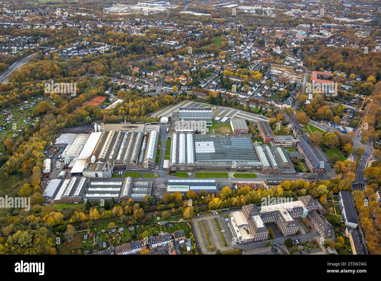 Aerial view, factory premises Eickhoff Maschinenfabrik GmbH mechanical engineering company, company building of G DATA CyberDefense AG software manufa Stock Photo