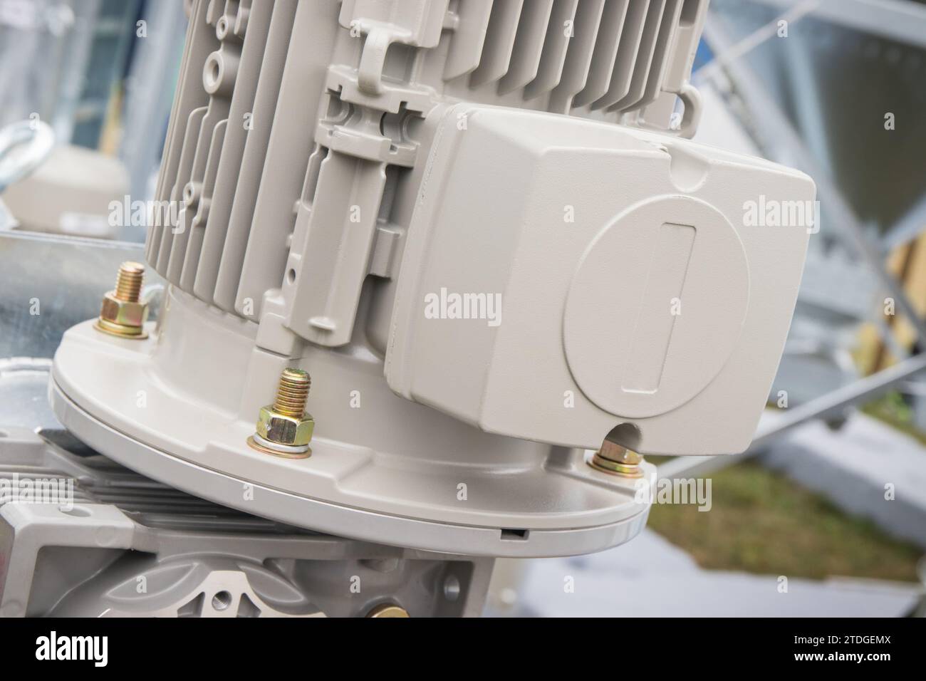 Gray electrical box used for wiring connections and part of electric