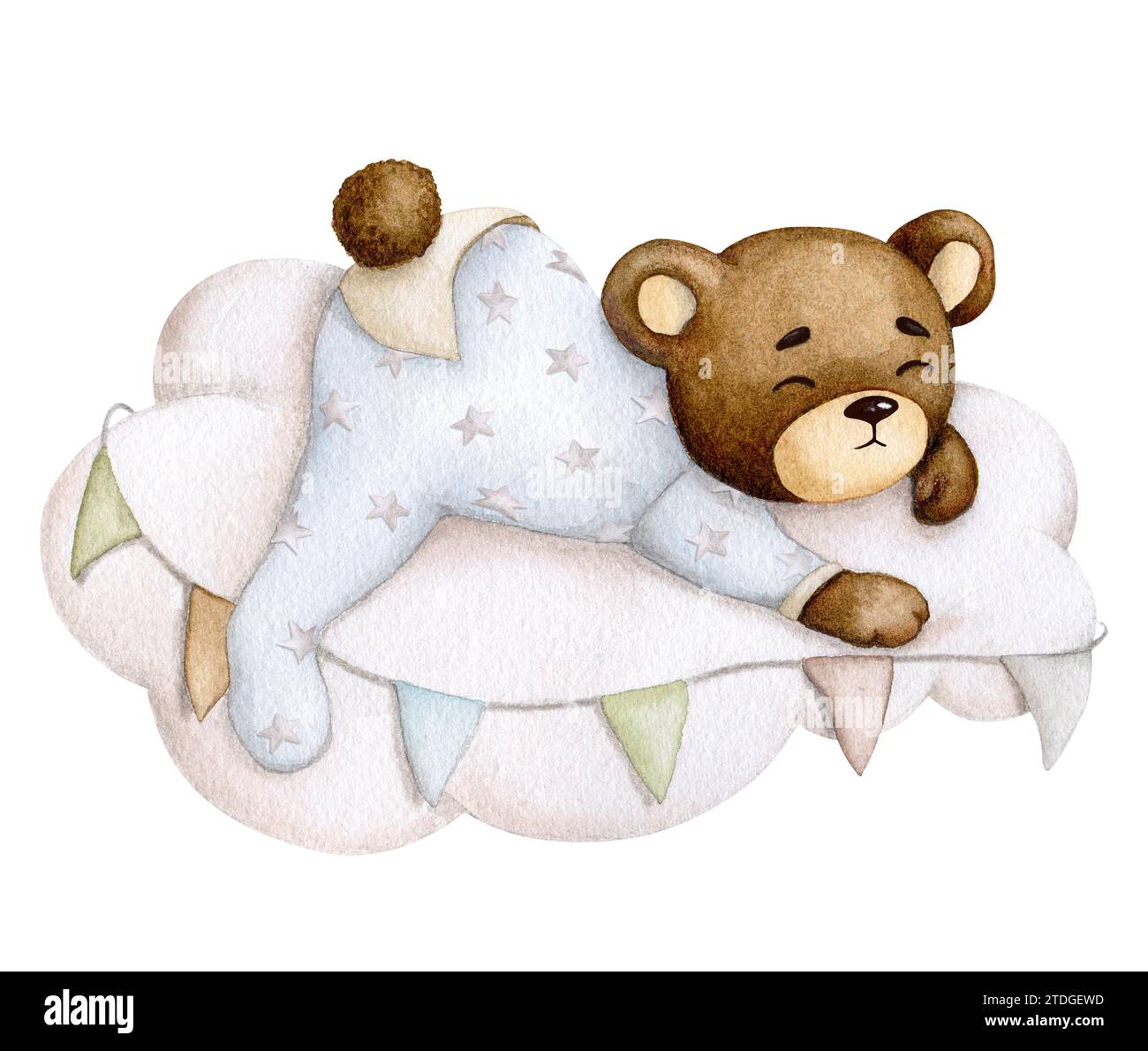 Cool teddy bear sleeping relaxing in pajamas Vector Image