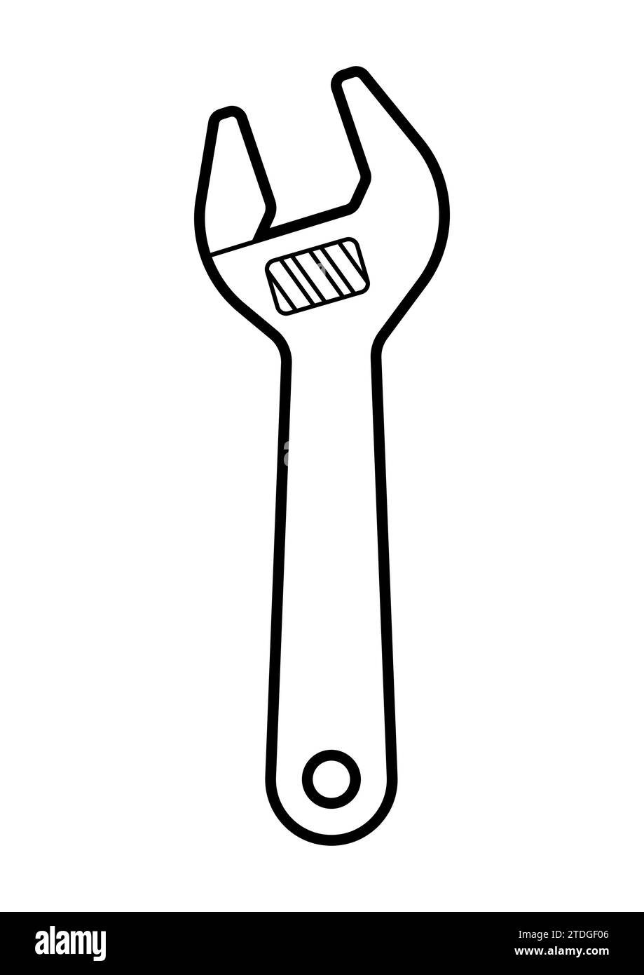 Illustration of adjustable wrench. Repair working tool. Equipment for