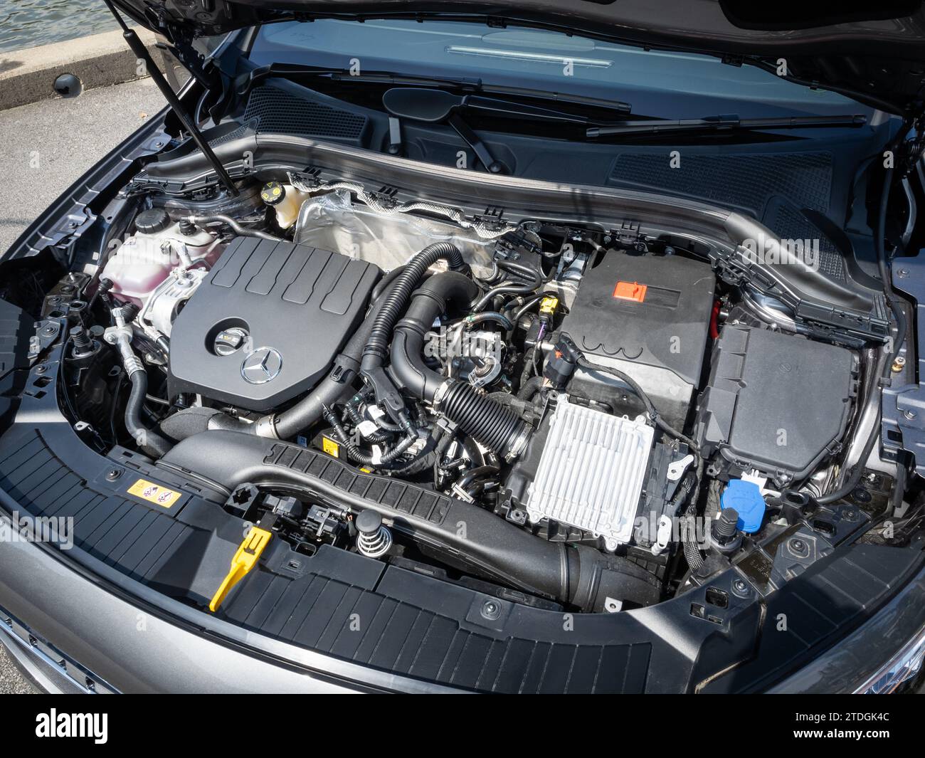 Hong Kong, China Jan 15 , 2023 : Mercedes-Benz GLA 200 SUV 2023 Engine Oct 11 , 2023 in Hong Kong. Stock Photo