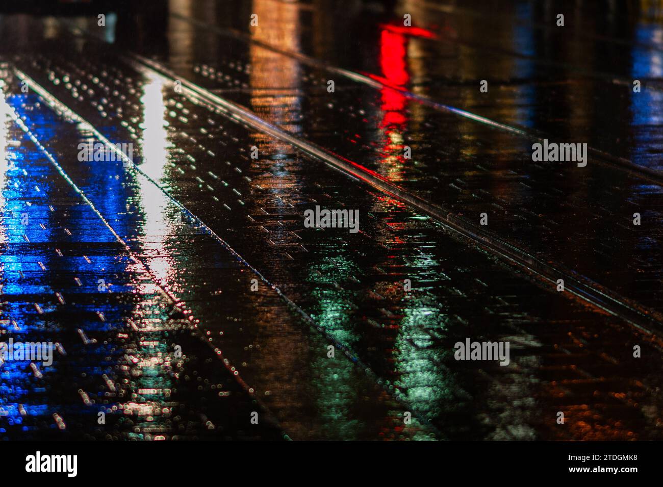 Abstract rendering of the slick pavement of Jaffa Road in downtown ...
