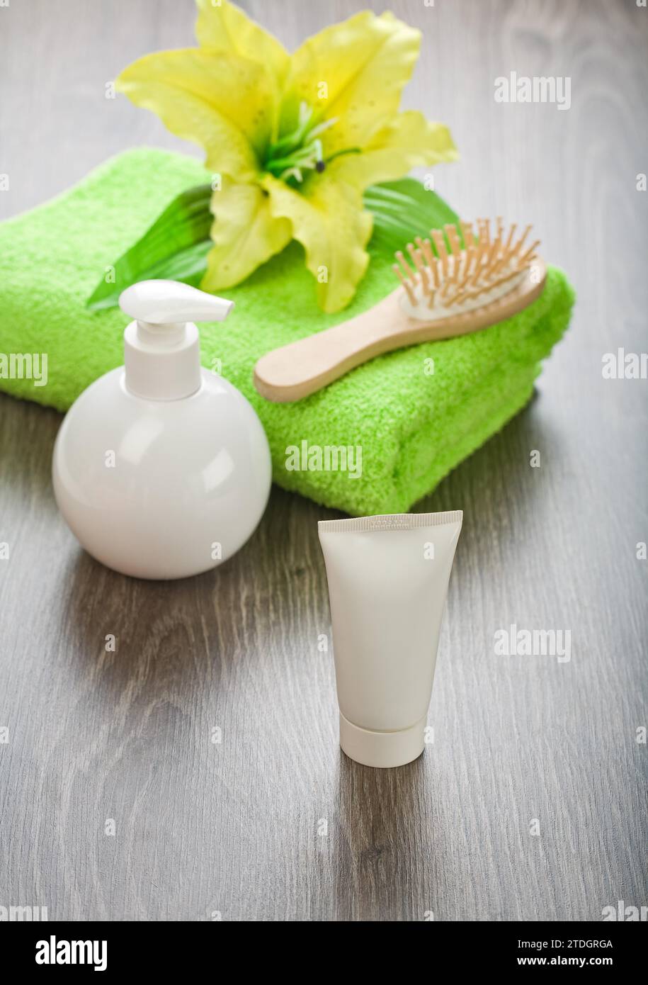 Collection of bathing articles Stock Photo - Alamy