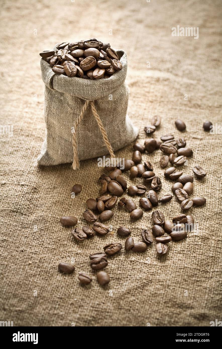 Coffee beans in sacks on sacks Stock Photo Alamy
